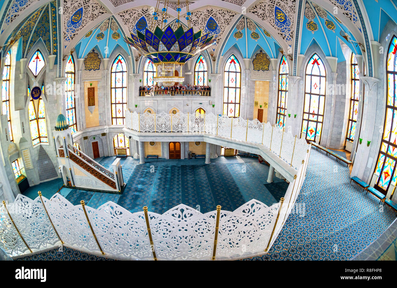 Kasan, Tatarstan, Russland - 10. Juni 2018: das Innere des berühmten Kul Sharif Moschee in Kasan Kreml Stockfoto
