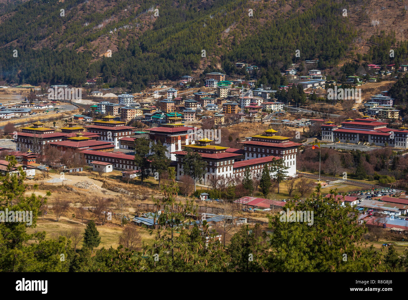 Tashichho Dzong und Nationalversammlung in Thimpu, Bhutan Stockfoto