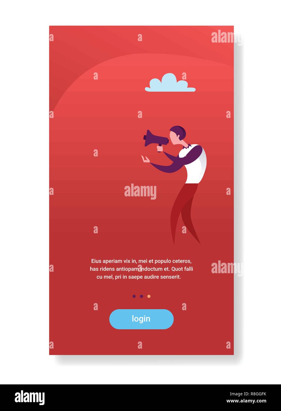 Kaufmanns Megaphon Lautsprecher digital Marketing Konzept flache vertikale Kopie Raum Stock Vektor