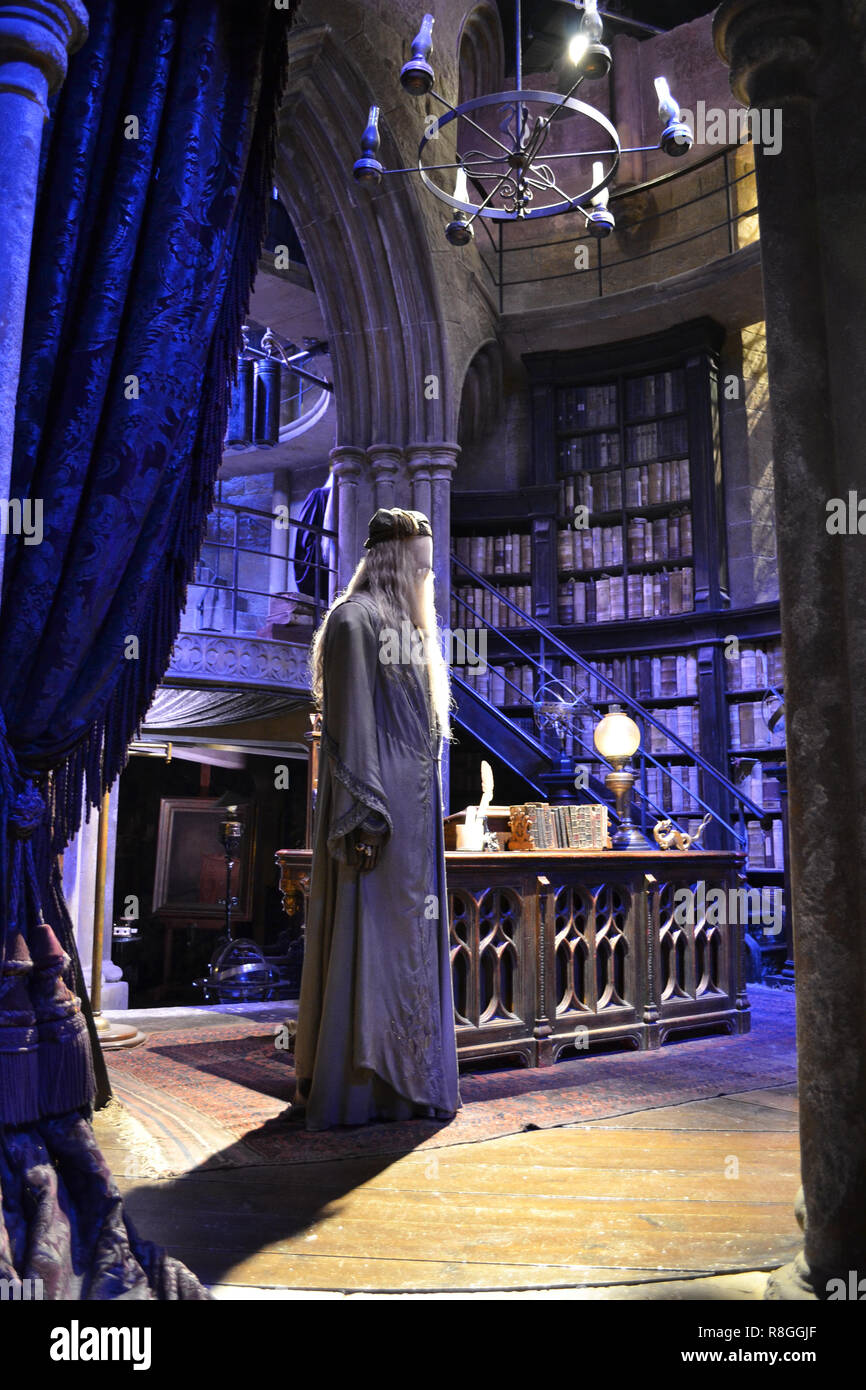 Professor Dumbledore's Büro an der Harry Potter in Leavesden Studios, London, UK Stockfoto
