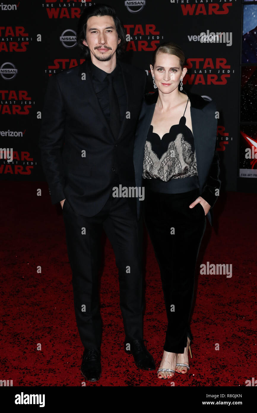 LOS ANGELES, Ca, USA - Dezember 09: Adam Treiber, Joanne Tucker bei der Weltpremiere von Disney Bilder und Lucasfilm's Star Wars: Der letzte Jedi' im Shrine Auditorium statt am 9. Dezember 2017 in Los Angeles, Kalifornien, USA. (Foto von Xavier Collin/Image Press Agency) Stockfoto