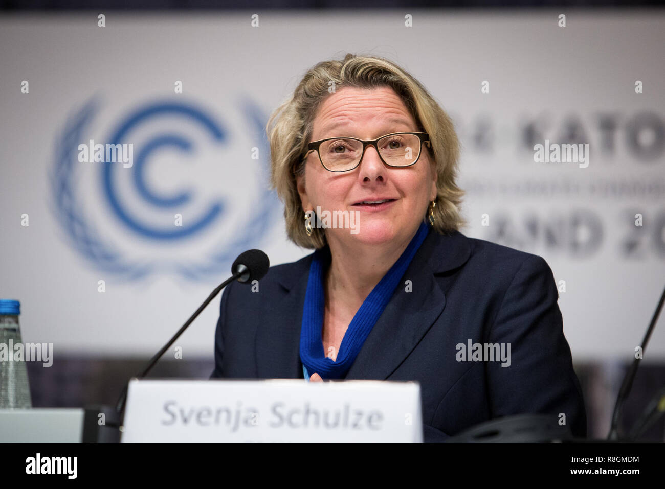 Svenja Schulze (Bundesminister für Umwelt, Naturschutz und Reaktorsicherheit) während der UN-Konferenz zum Klimawandel (COP 24) in Kattowitz, Polen am 3. Dezember 2018 Stockfoto