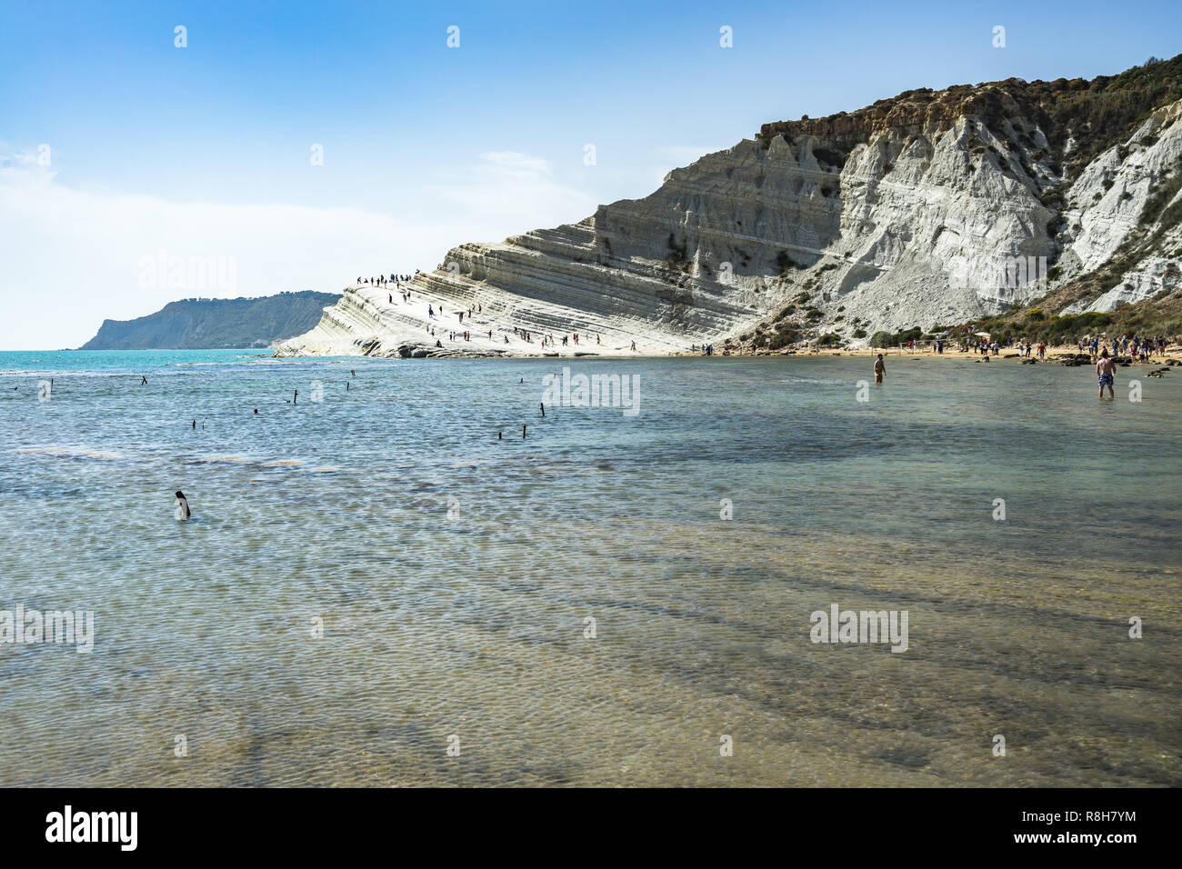 Am Strand von Scala dei Turchi, Realmonte, Provinz Agrigento, Sizilien, Italien Stockfoto