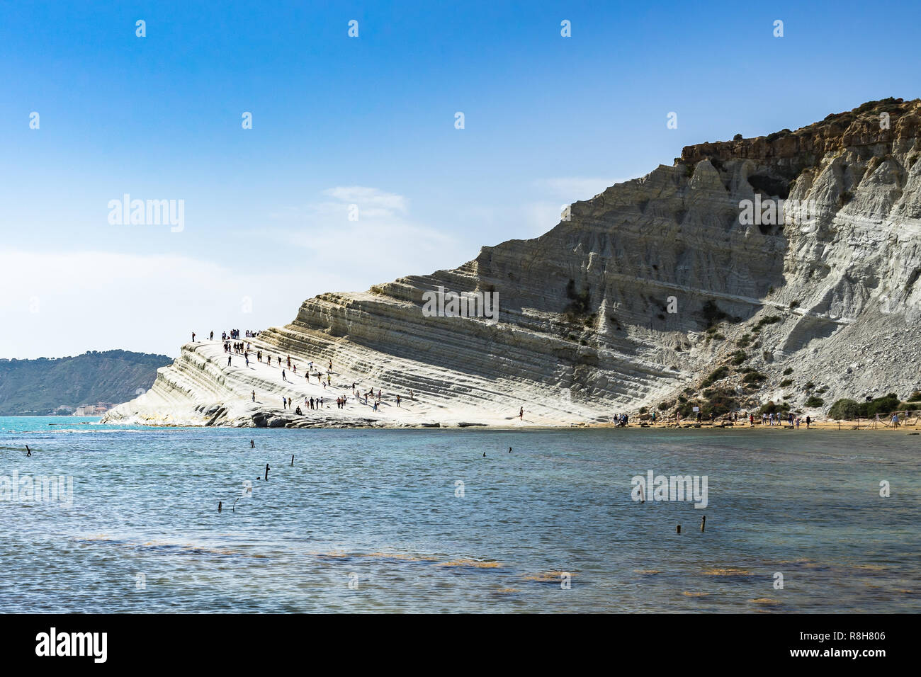 Am Strand von Scala dei Turchi, Realmonte, Provinz Agrigento, Sizilien, Italien Stockfoto