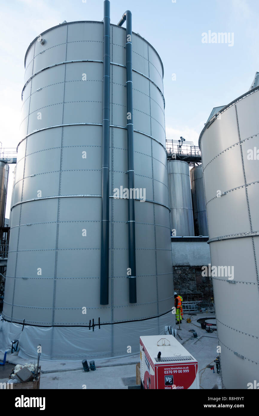 Der anaerobe Abbau Pflanze an Tennent Caledonian Brauereien Wellpark Brauerei in Glasgow, Schottland, Großbritannien Stockfoto