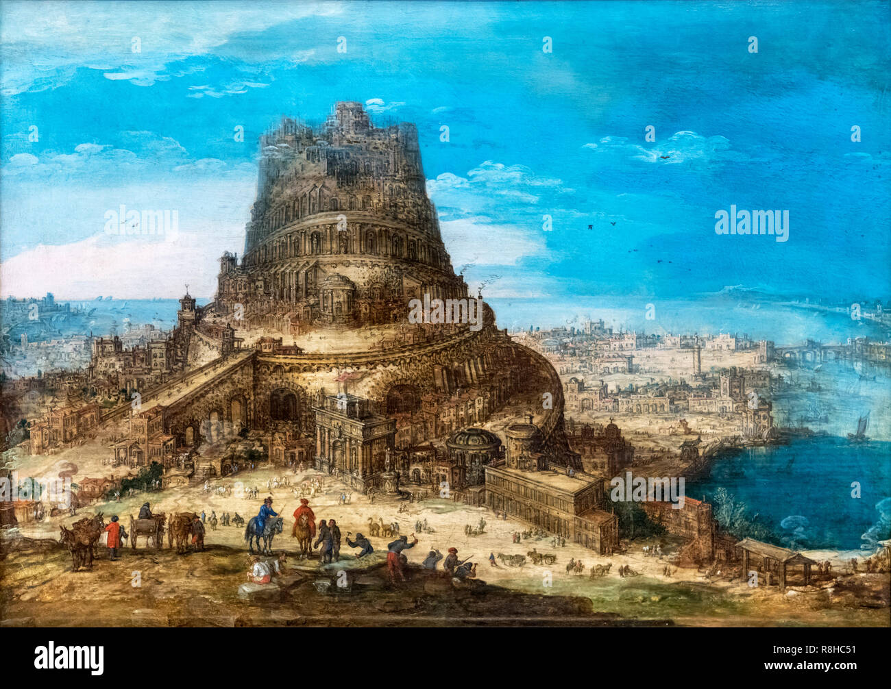 Der Turm von Babel von Hendrik van Cleve III (C. 1525-1590/95), Öl auf Eichenholz Panel Stockfoto