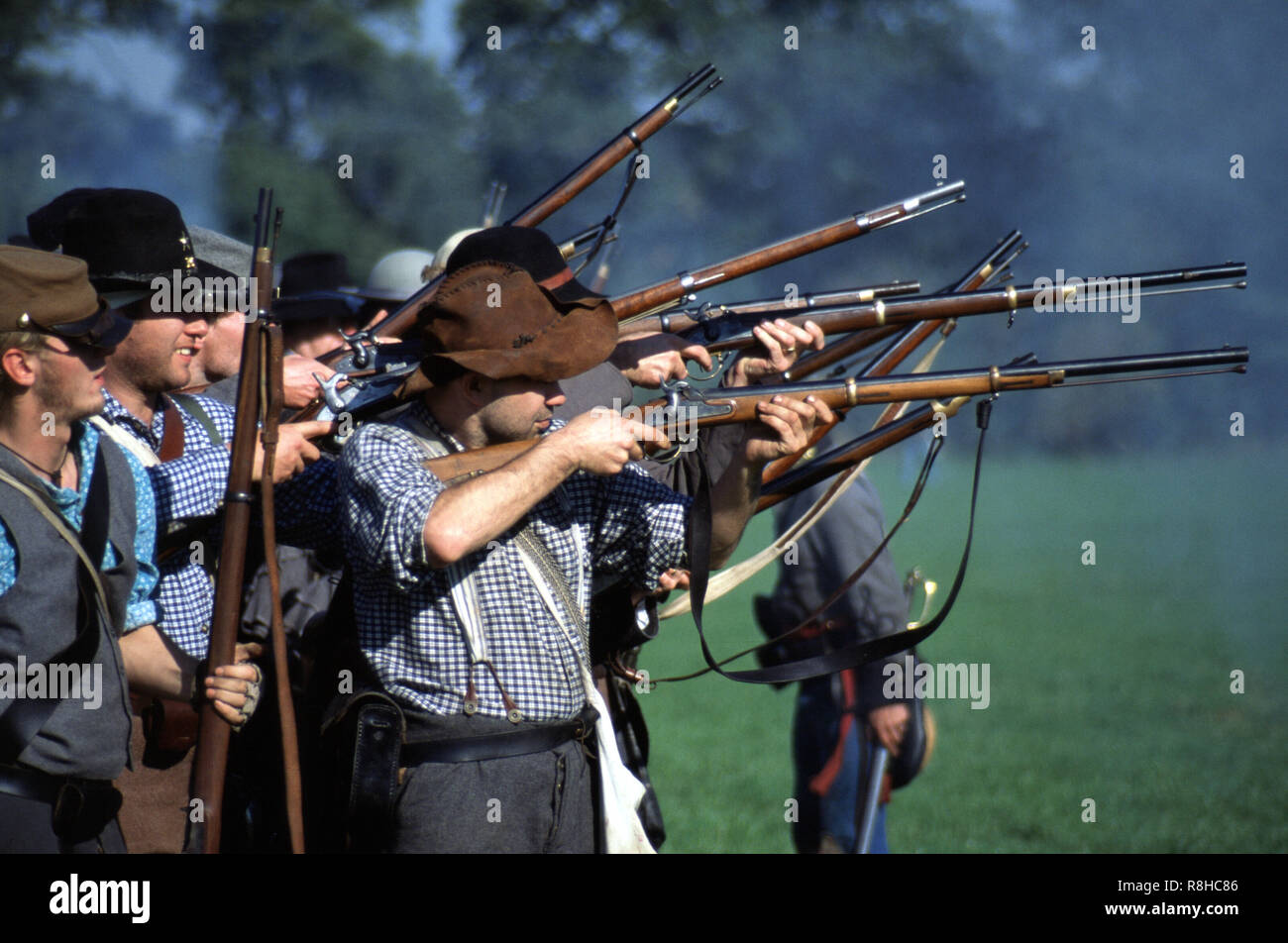 Konföderierte Scharfschützen (REENACTOR) Stockfoto