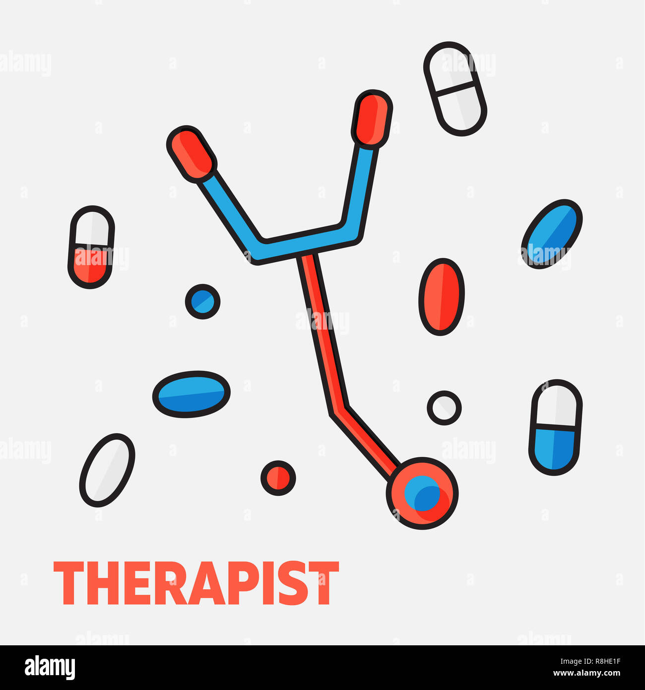 Abbildung: flache Linie kunst Design der medizinischen Konzept. healthcare Symbole, Stockfoto