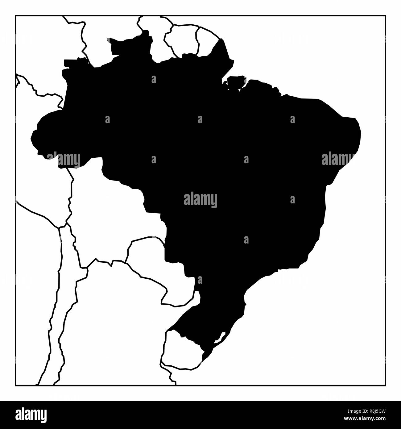 Eine vereinfachte Karte von Brasilien in Südamerika Stock Vektor