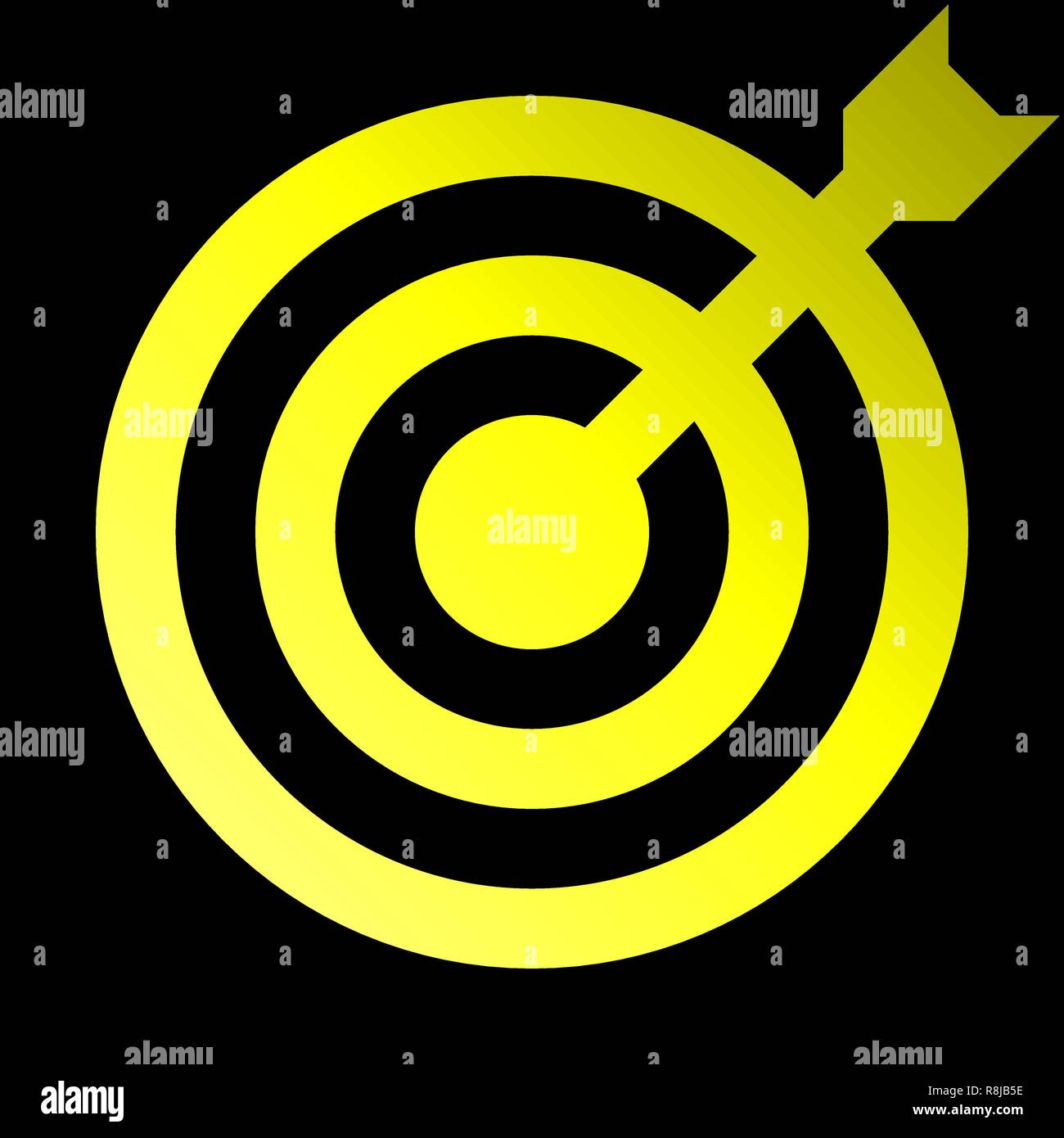 Ziel Zeichen - Gelb Gradienten transparent mit Dart, isoliert - Vector Illustration Stock Vektor