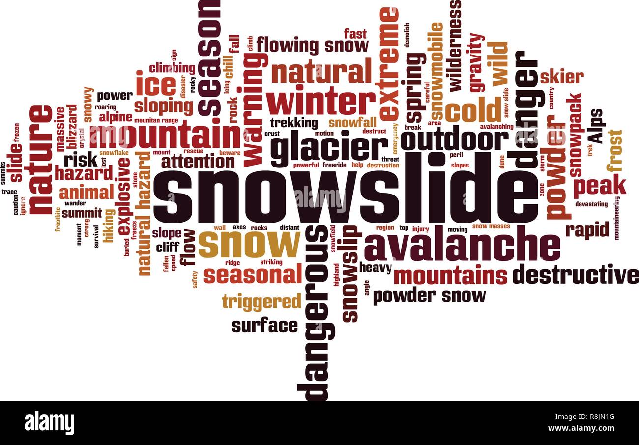 Wort Wolke snowslide Konzept. Vector Illustration Stock Vektor
