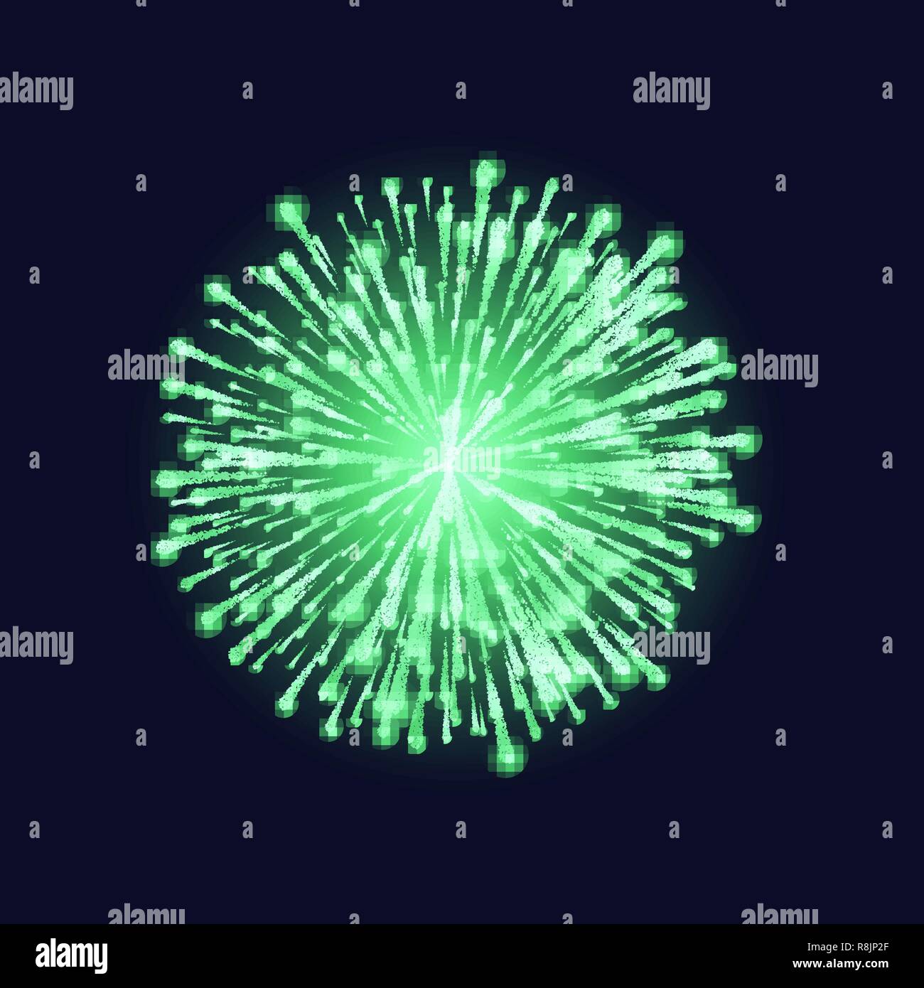 Feuerwerk isoliert. Schönen grünen Feuerwerk am dunklen Himmel Hintergrund. Hellen Dekoration Weihnachten, Frohes Neues Jahr Feier oder fest. Vektor i Stock Vektor