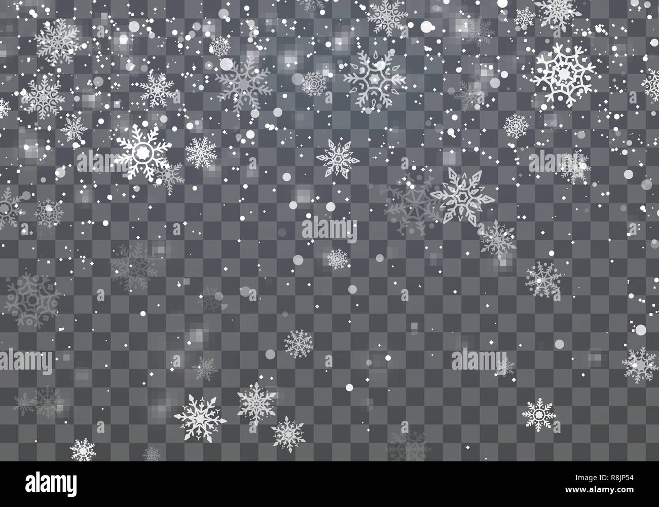 Weihnachten Hintergrund mit fallenden Schneeflocken. Winterurlaub Hintergrund. Vector Illustration Stock Vektor