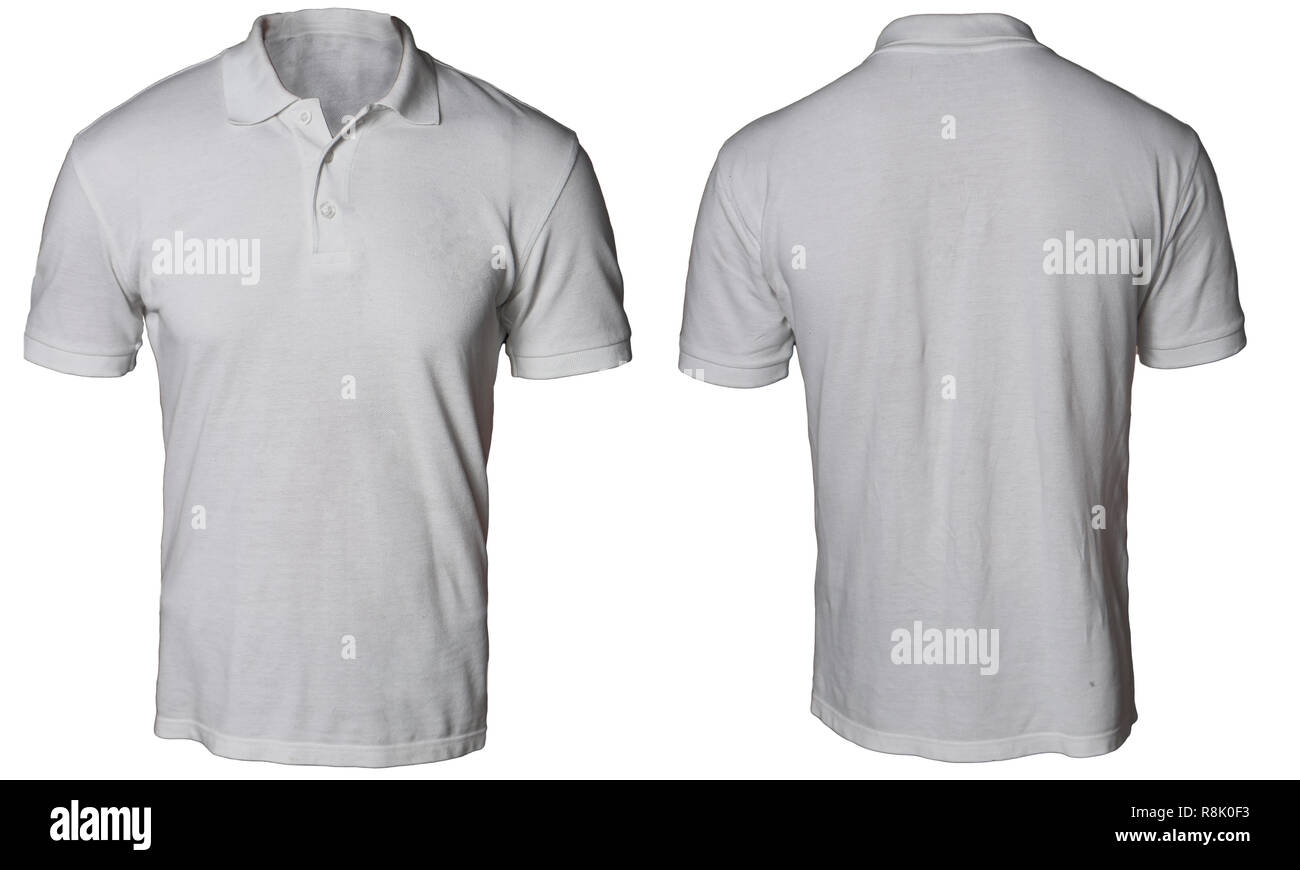 Leer Poloshirt mock up Vorlage, Vorder- und Rückseite, von Weiß, Grau t-shirt mockup. Polo T-Stück design Präsentation für Drucken. Stockfoto