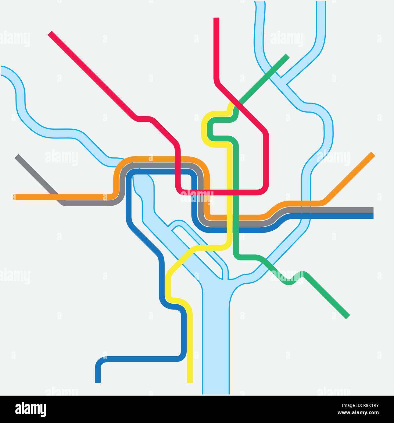 Metro Karte von Washington DC, USA Stock Vektor