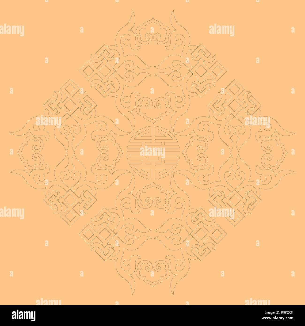 Vektor orientalisch chinesisches Ornament asiatische Traditionelle Muster floral vintage Element schneiden Silhouette ornament Zentralasien applique Arbeit für t-shirt mongolische Ornament. Laserschneiden Stock Vektor