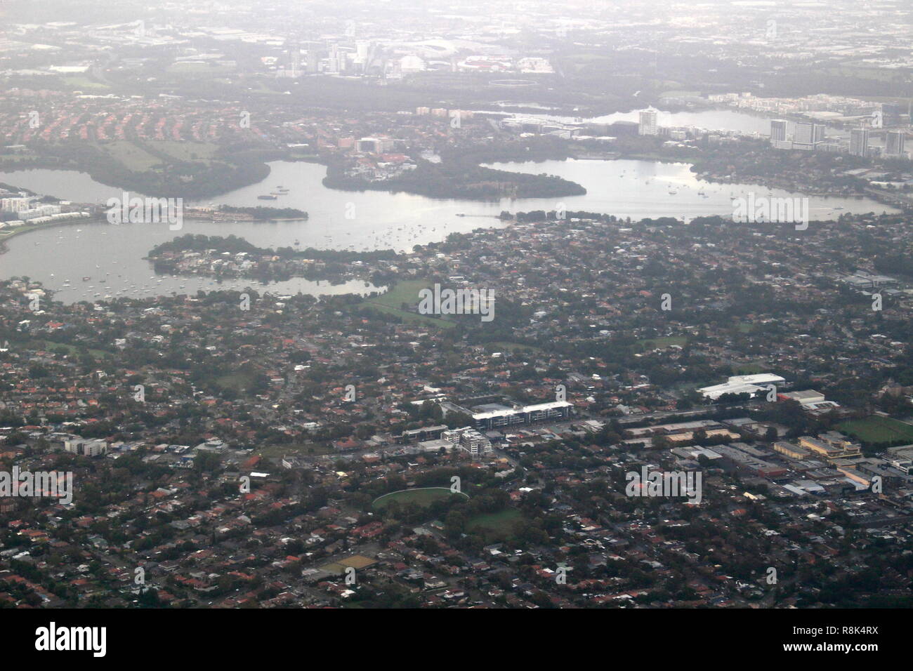 Luftaufnahme von Sydney Harbour mit Brücke Stockfoto
