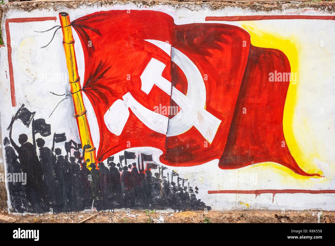 Indien, Bundesstaat Kerala, Umgebung von Kannur (Thottada Cannamore), Dorf, Kerala ist ein kommunistischer Staat Stockfoto