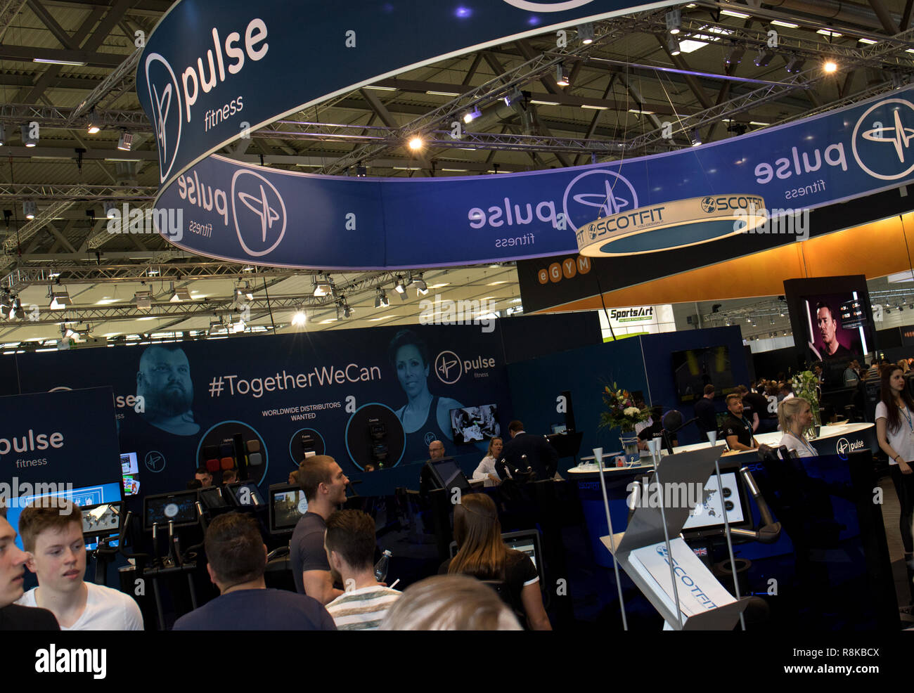 Eine der bunten Ständen auf der FIBO 2018 in Köln Deutschland Stockfoto