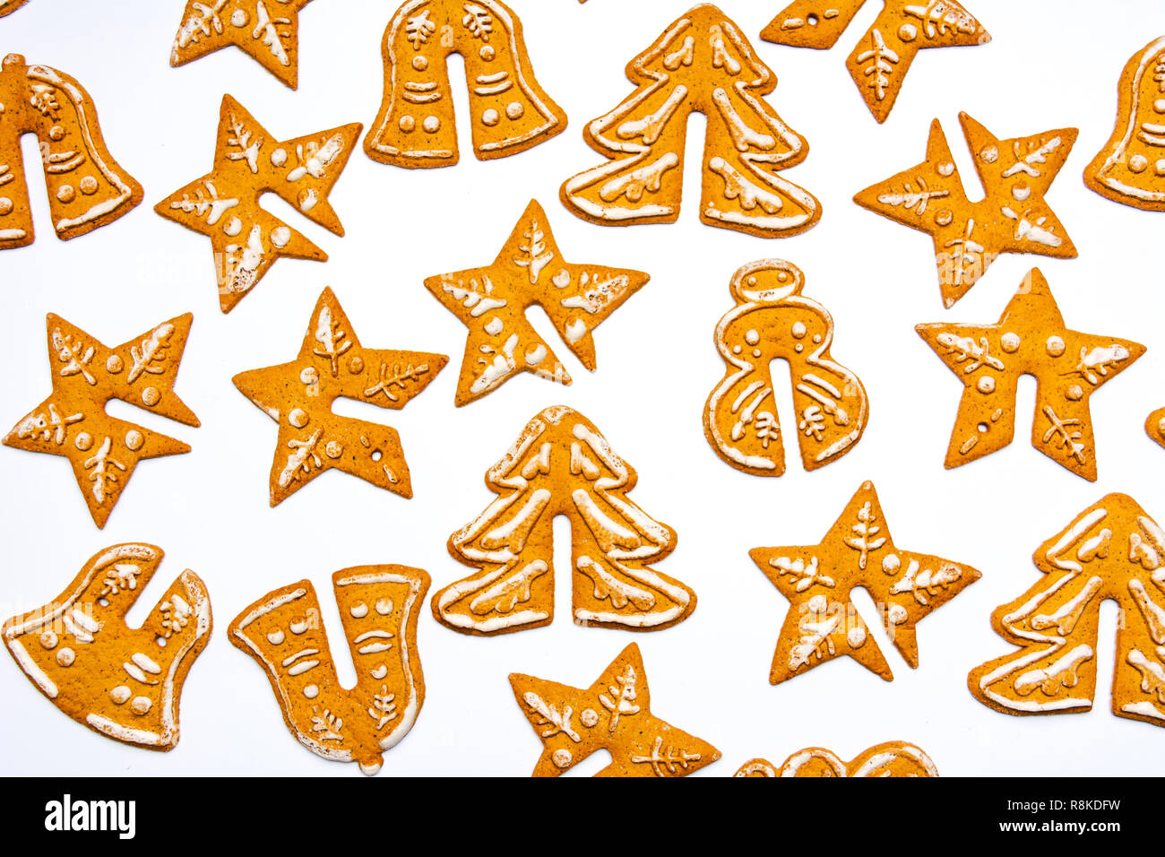 Weihnachten festliche geformte Plätzchen flach Tischplatte Stockfoto