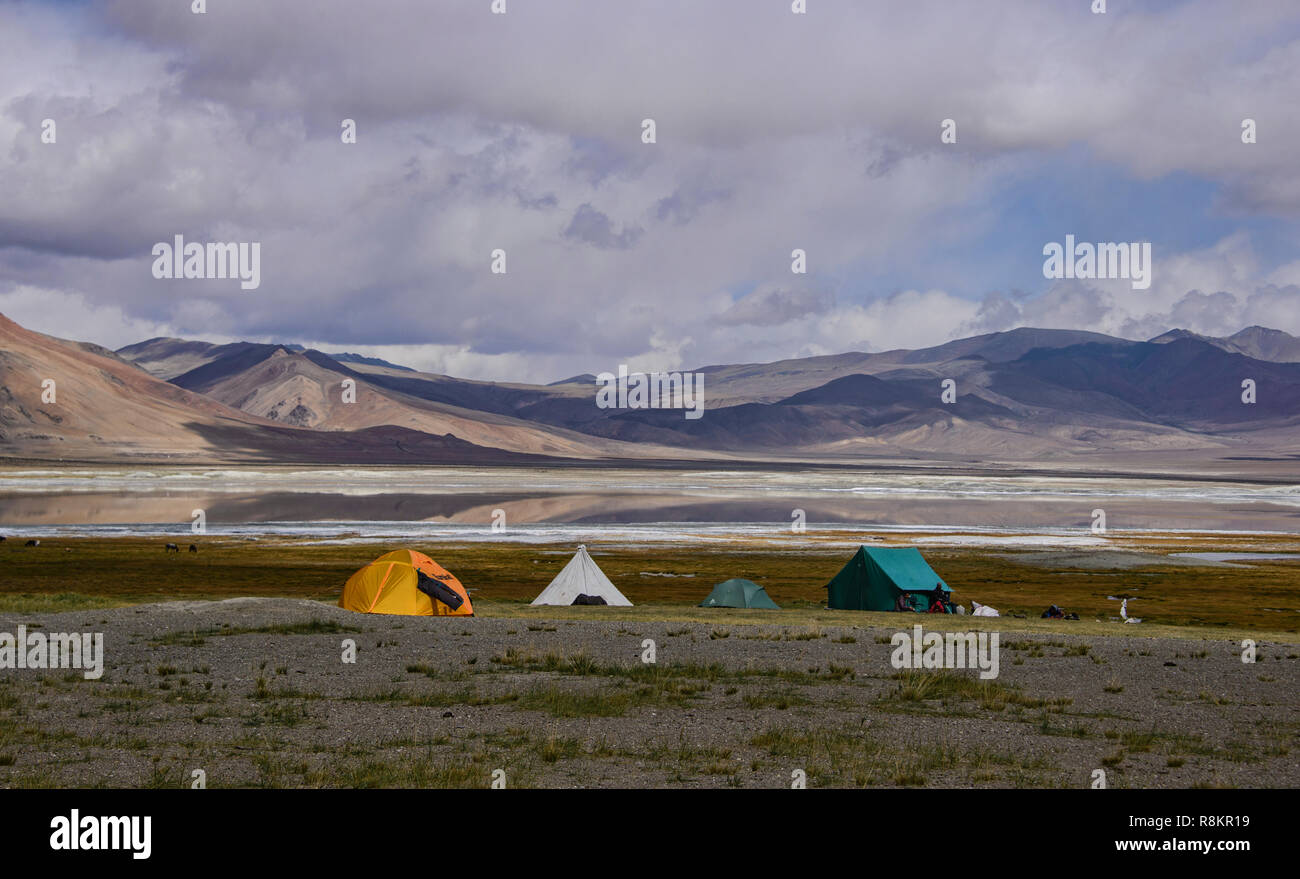 Camp über Tso Kar See, Ladakh, Indien Stockfoto