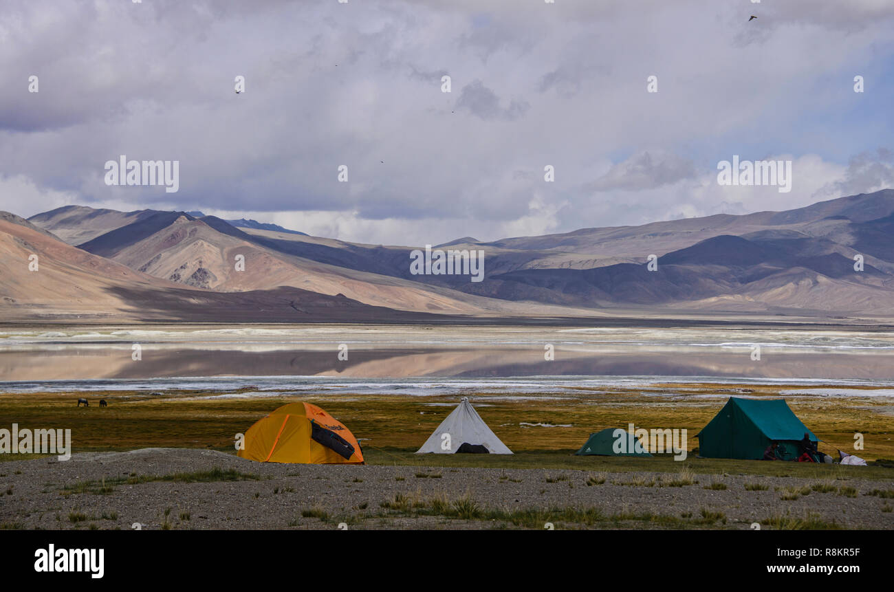 Camp über Tso Kar See, Ladakh, Indien Stockfoto