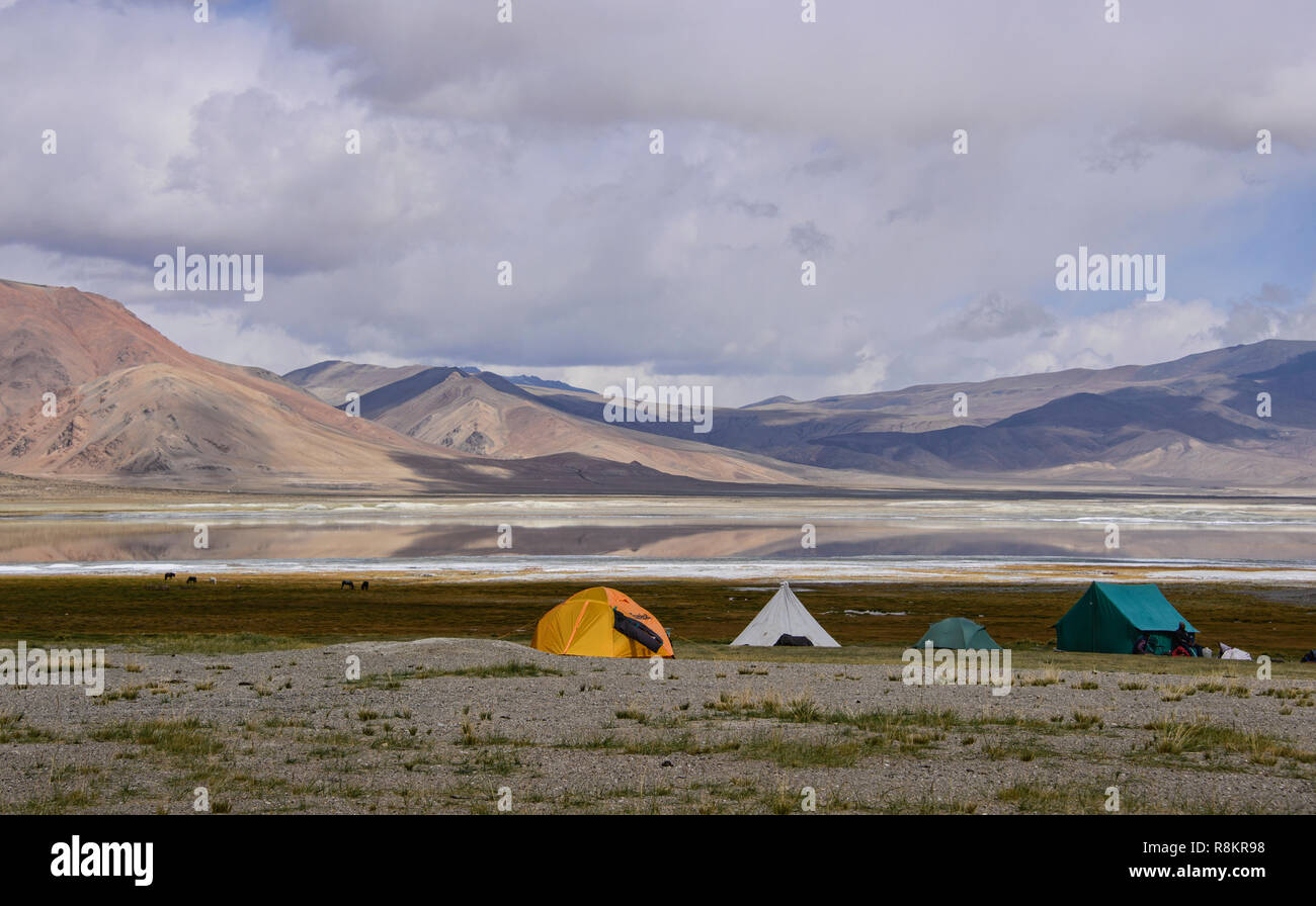 Camp über Tso Kar See, Ladakh, Indien Stockfoto