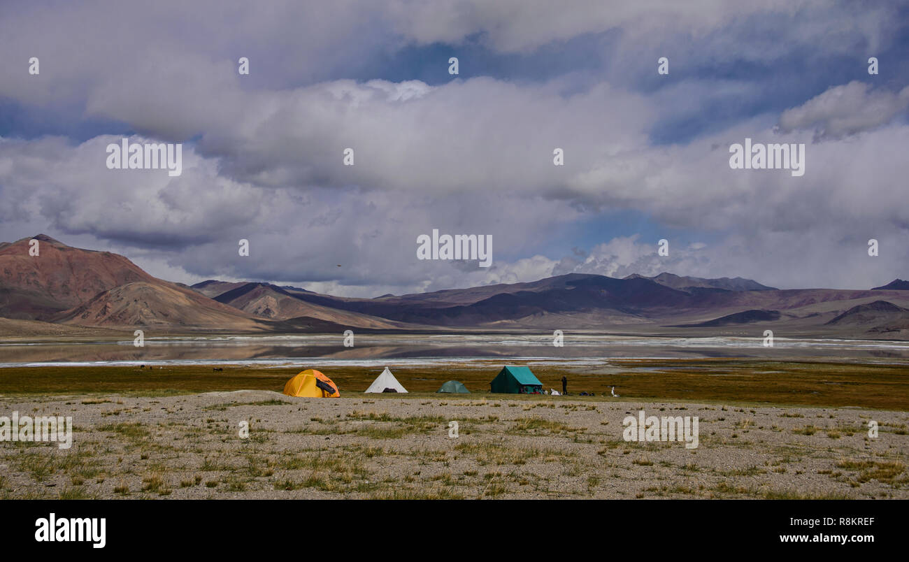 Camp über Tso Kar See, Ladakh, Indien Stockfoto