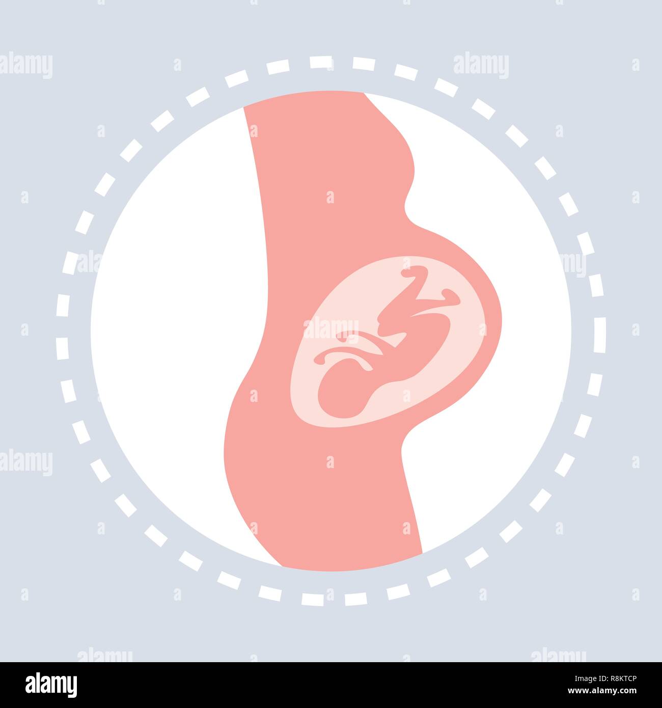 Schwangere Frau kleines Baby im Bauch womans Körper Symbol Healthcare Medical Service logo Medizin und Gesundheit Symbol Konzept flach Stock Vektor