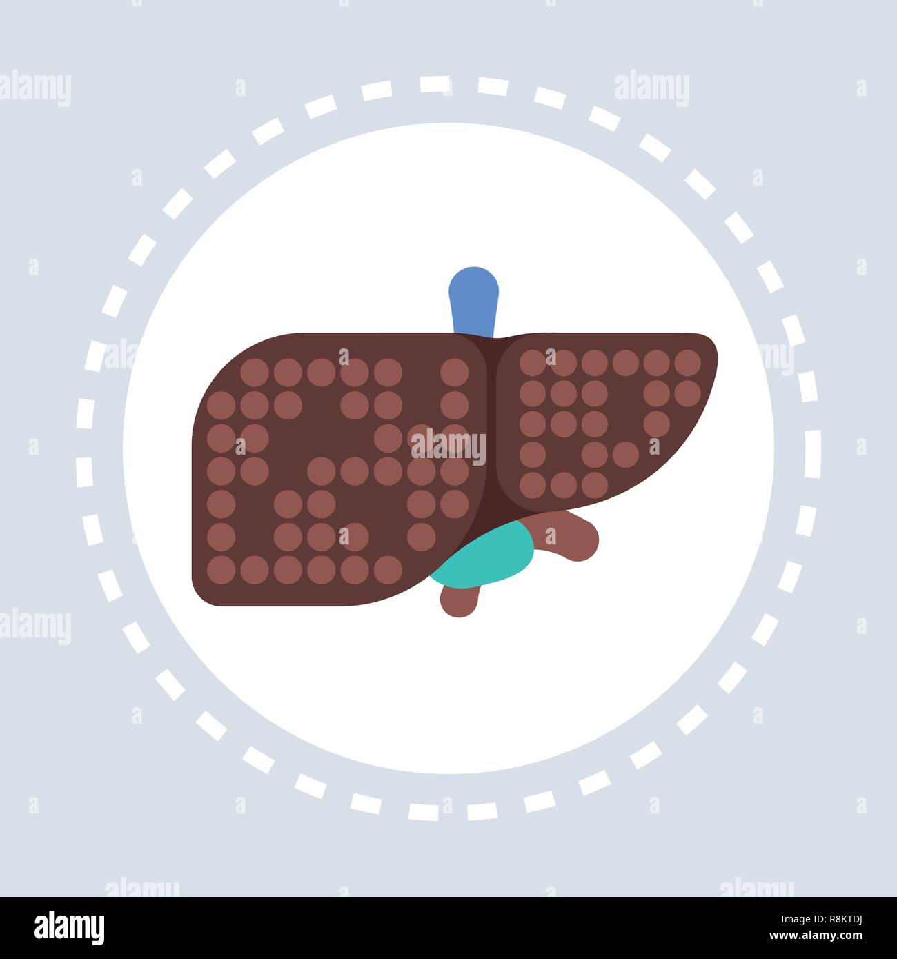 Fettleber kranken internen Organ schlechte Ernährung Healthcare Medical Service logo Medizin und Gesundheit Symbol Konzept flach Stock Vektor