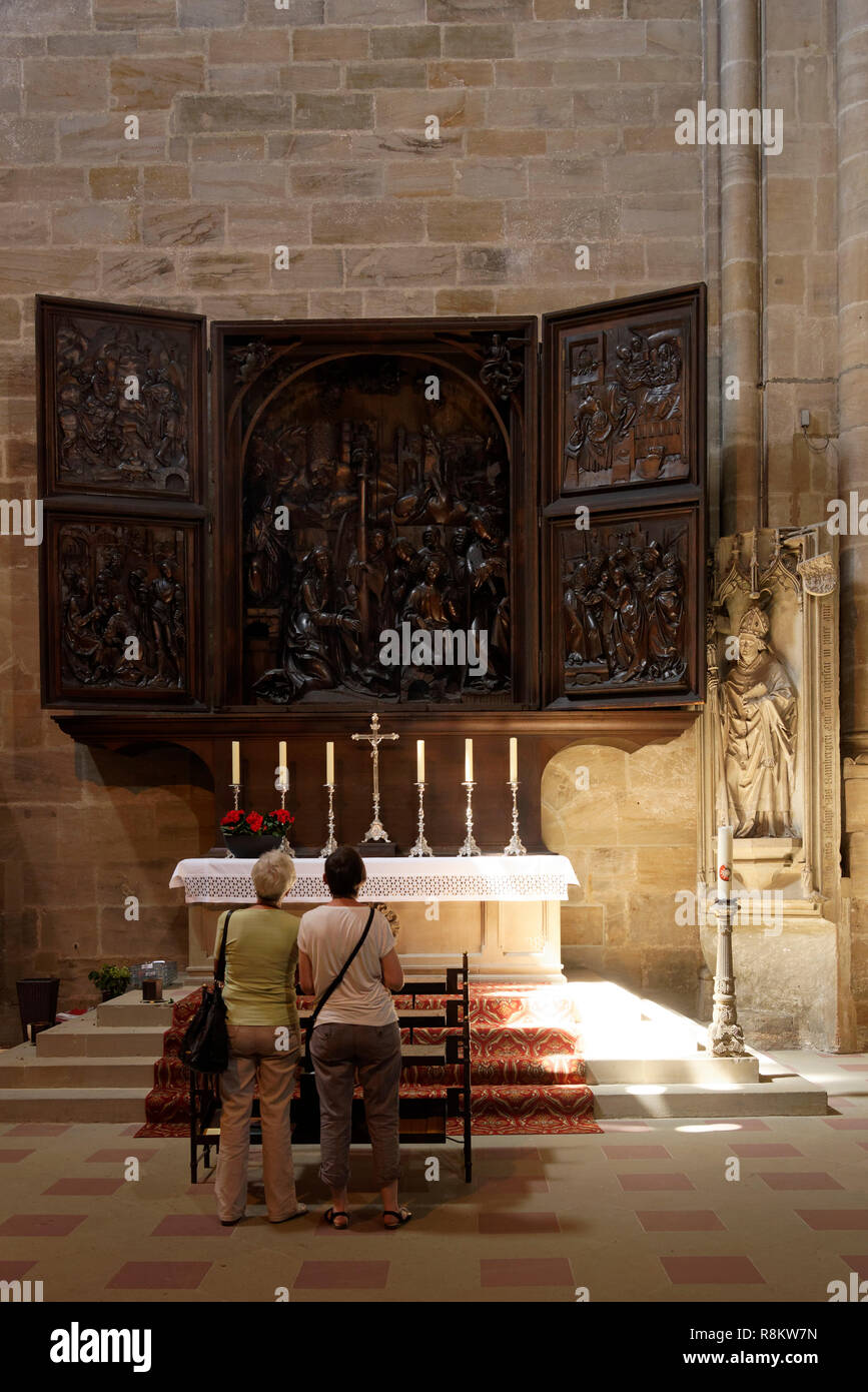 Deutschland, Bayern, Oberfranken, Bamberg, als Weltkulturerbe von der UNESCO, die Kathedrale (Dom), Marienaltar (Krippe Altar), Veit Stoss, 1520-23 Stockfoto