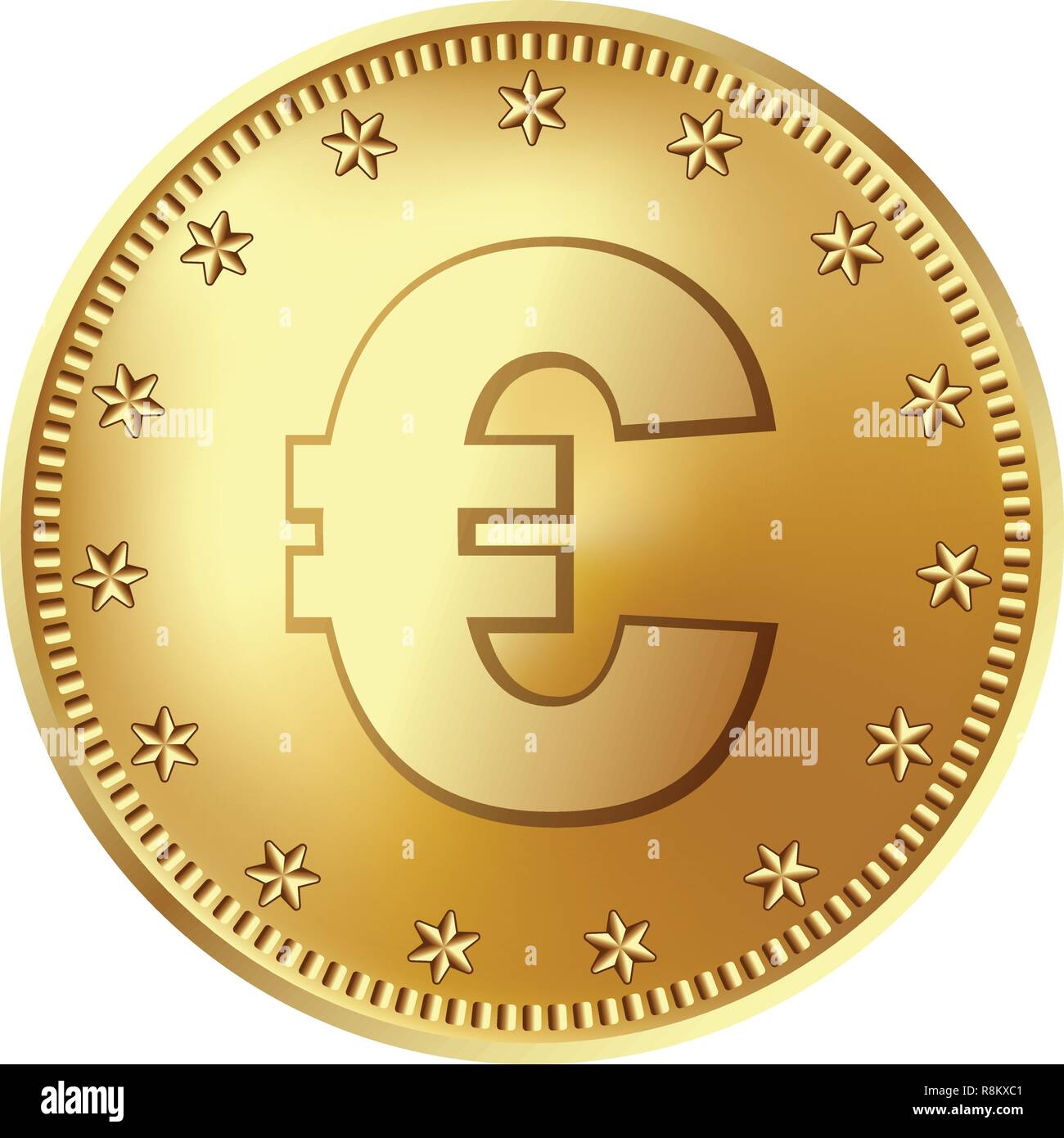 Golden Euro Münze, Geld. Stock Vektor