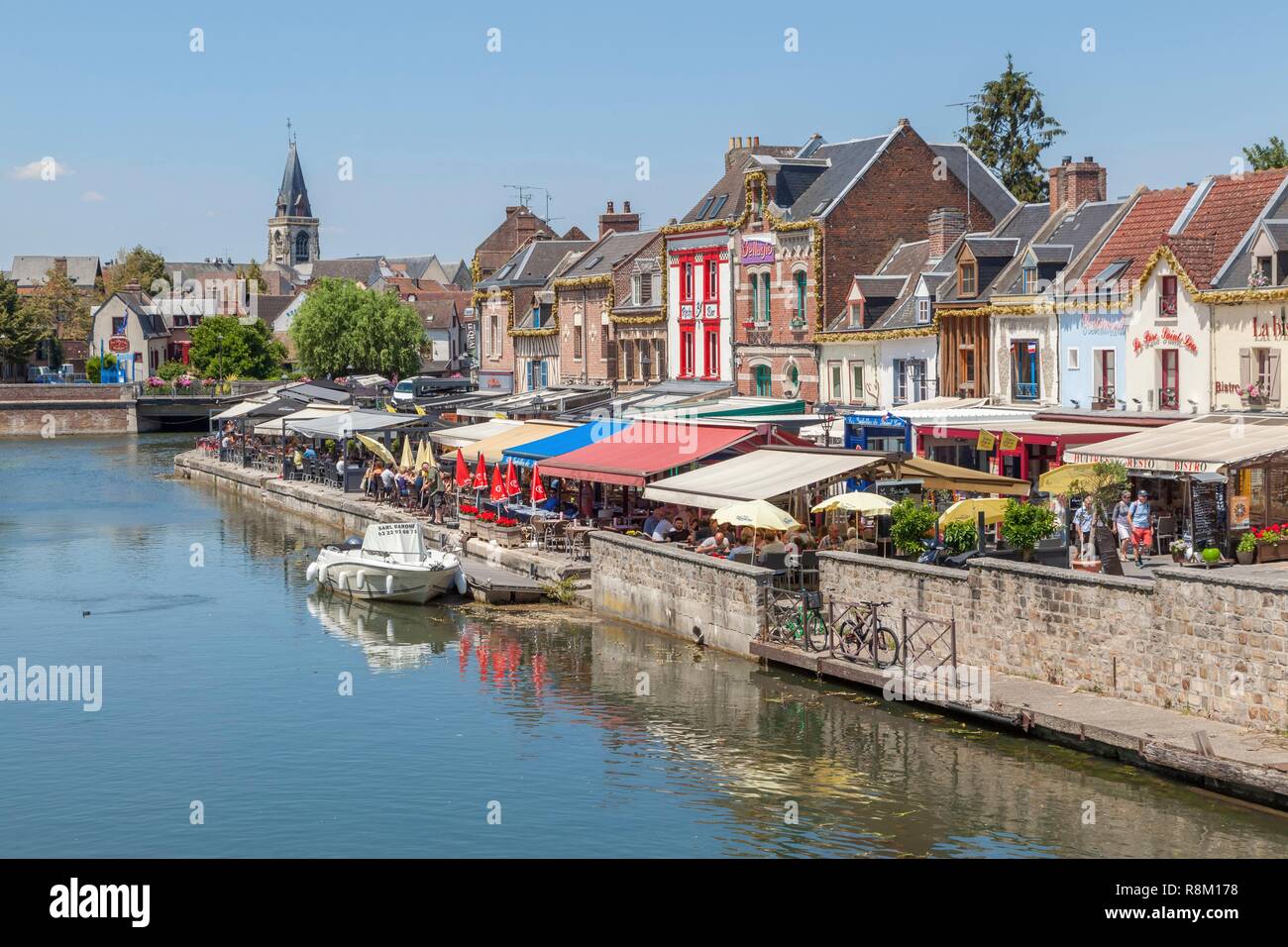 Frankreich, Picardie, Amiens, St. Leu, quai Belu am Ufer der Somme Stockfoto