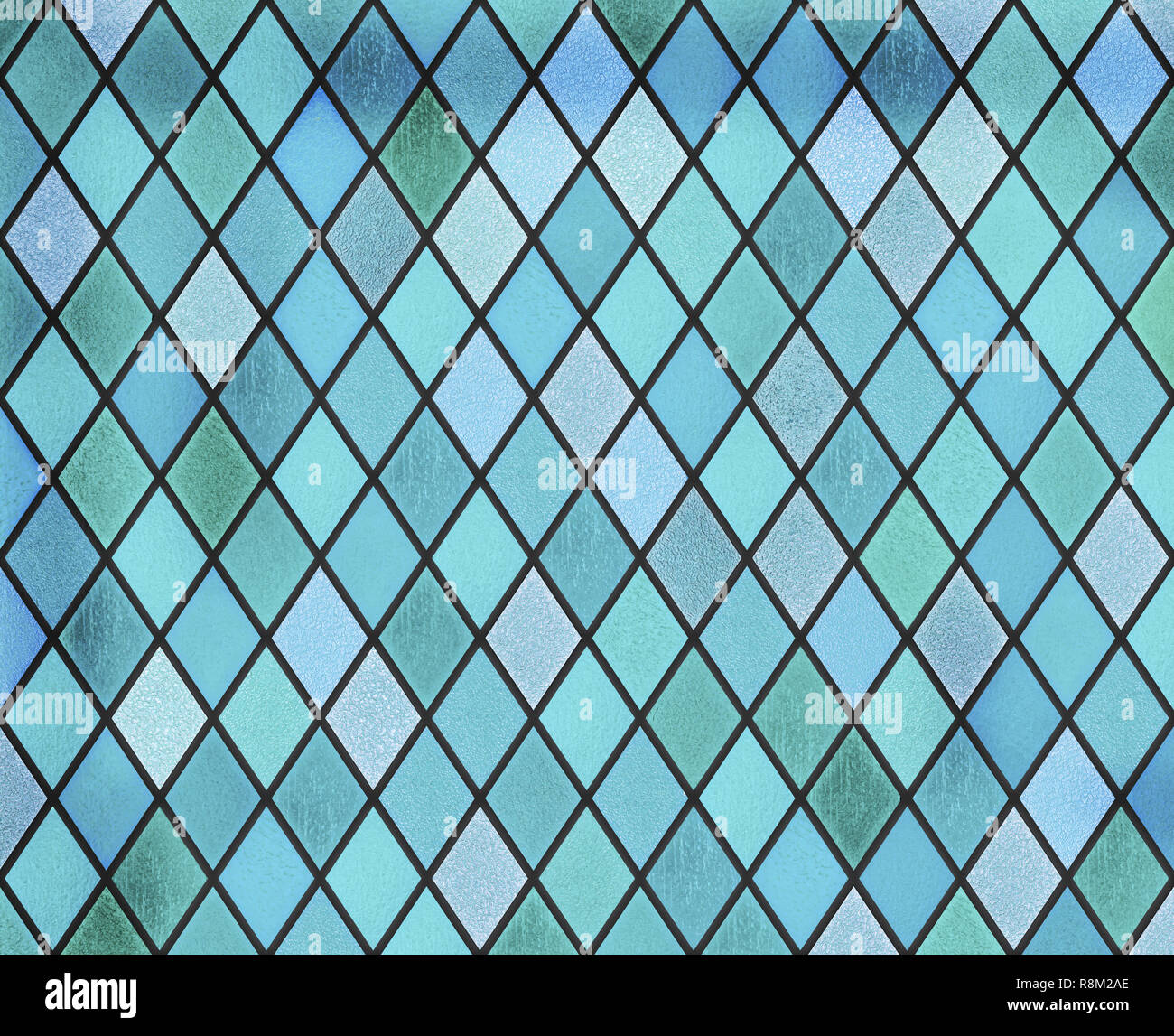 Abstrakte Glasmalerei blaues Fenster Muster Stockfoto