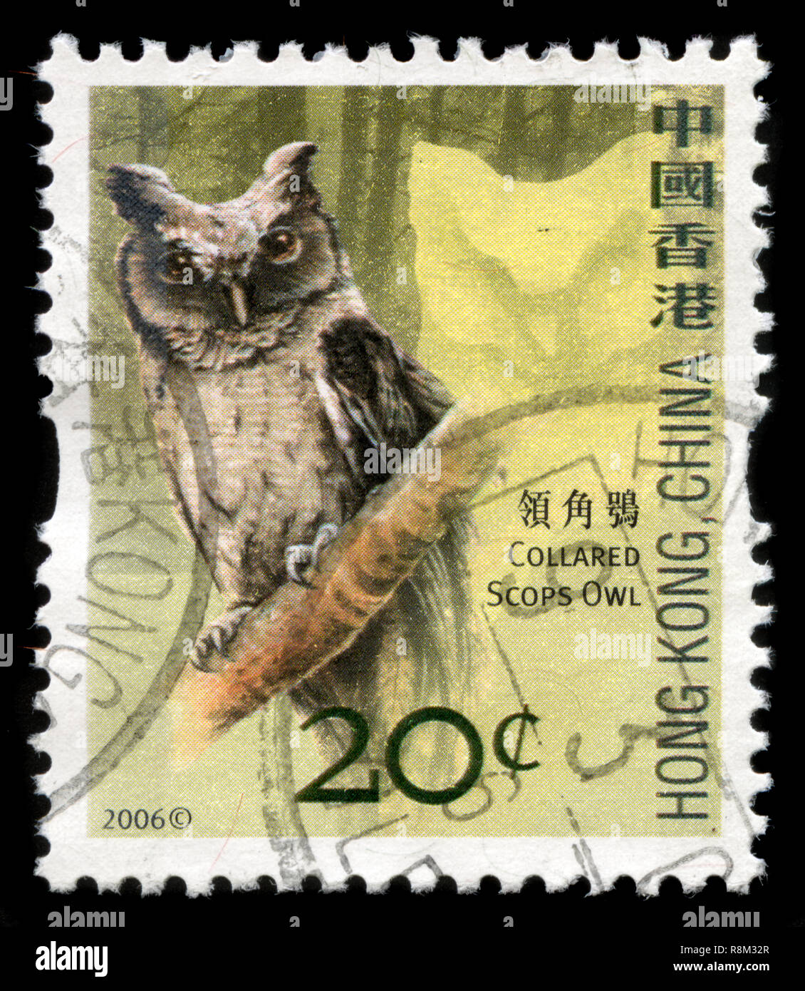 Poststempel Stempel aus Hongkong, die in der Vogelschutz Serie in 2006. Stockfoto