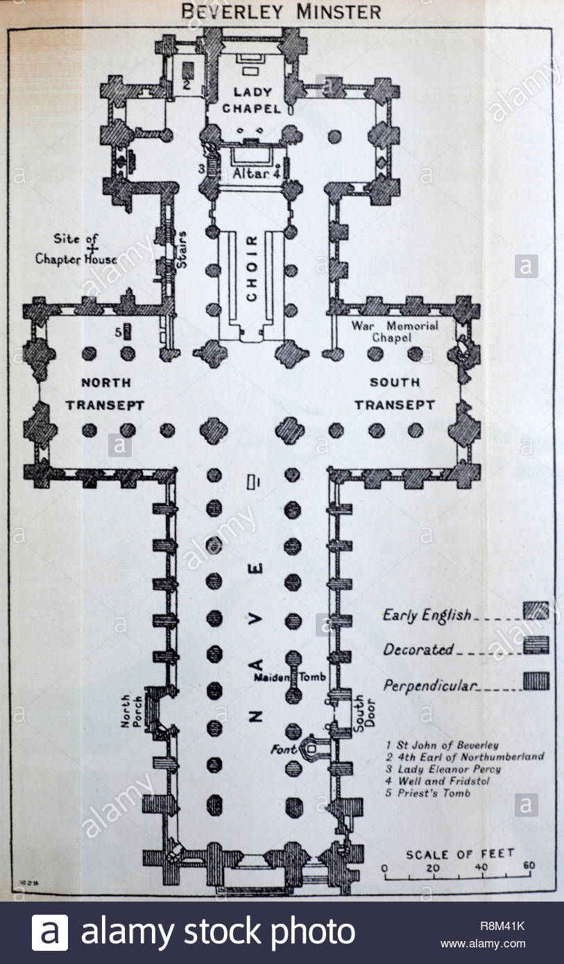 Beverley Minster Grundriss, Illustration von Anfang 1900 Stockfoto