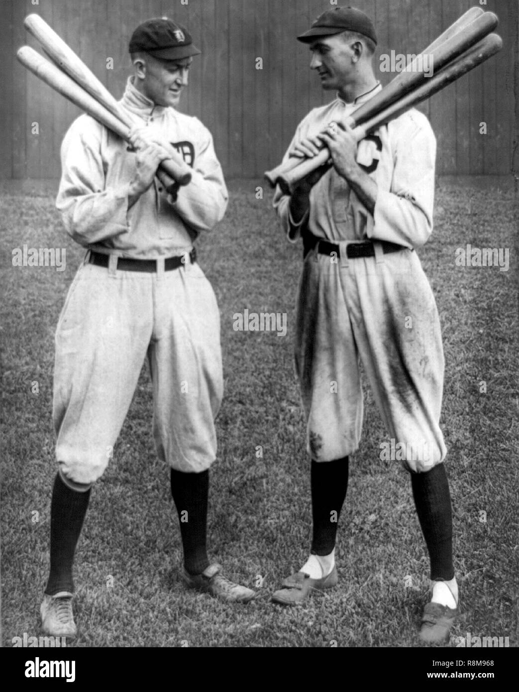Tyrus Raymond 'Ty' Cobb, Detroit Tigers & Joe Jackson, Cleveland Naps, 1913. Stockfoto