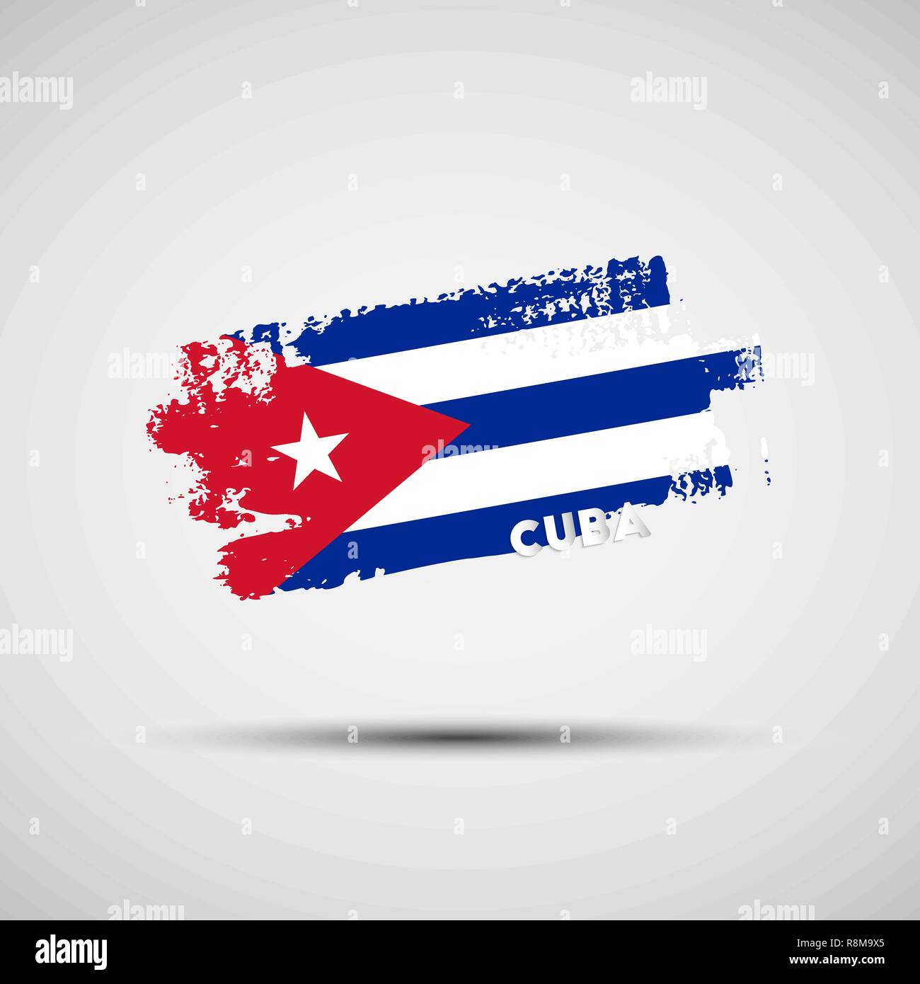 Fahne von Kuba. Vector Illustration von Grunge Pinselstrich mit Nationalen Kubanischen Flagge Farben für Ihre Grafik- und Webdesign Stock Vektor