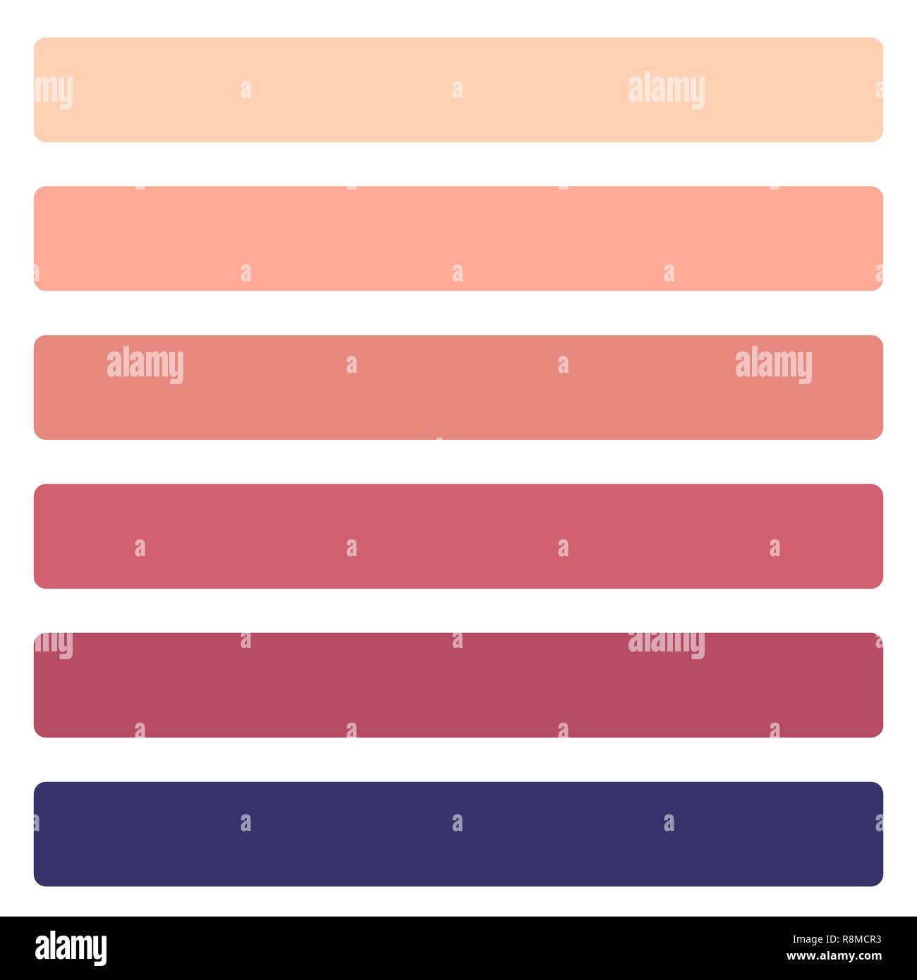 Satz Von Sechs Verschiedenen Coral Farbe Rechtecke Stock Vektorgrafik Alamy