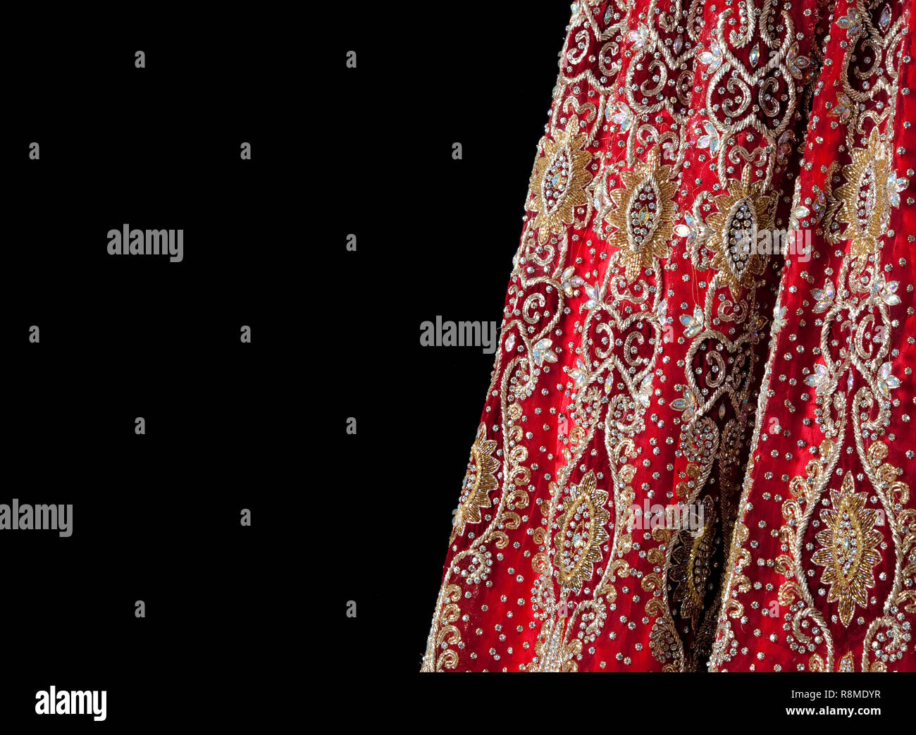 Rot Hochzeit Saree mit detaillierten Stickerei Stockfoto