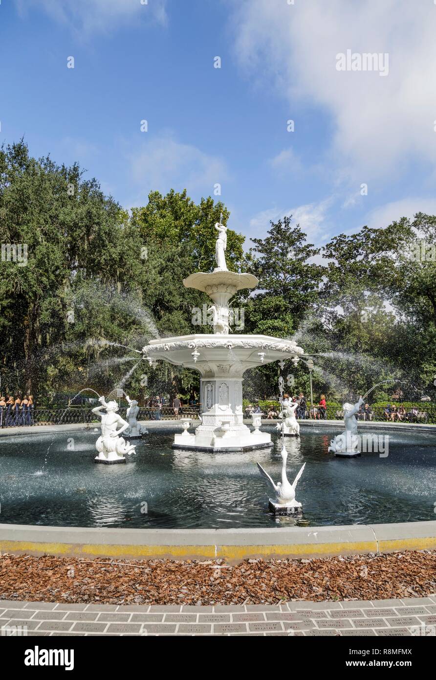 Forsyth Park Brunnen Stockfoto