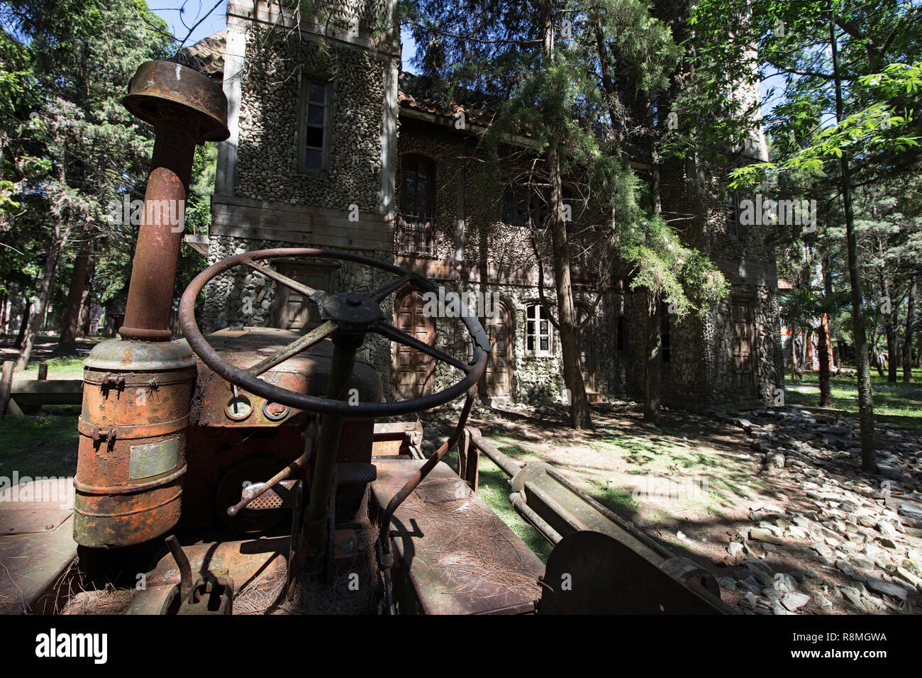Die eklektische Dorf Campanopolis. Gonzales Catan, Buenos Aires, Argentinien. Stockfoto