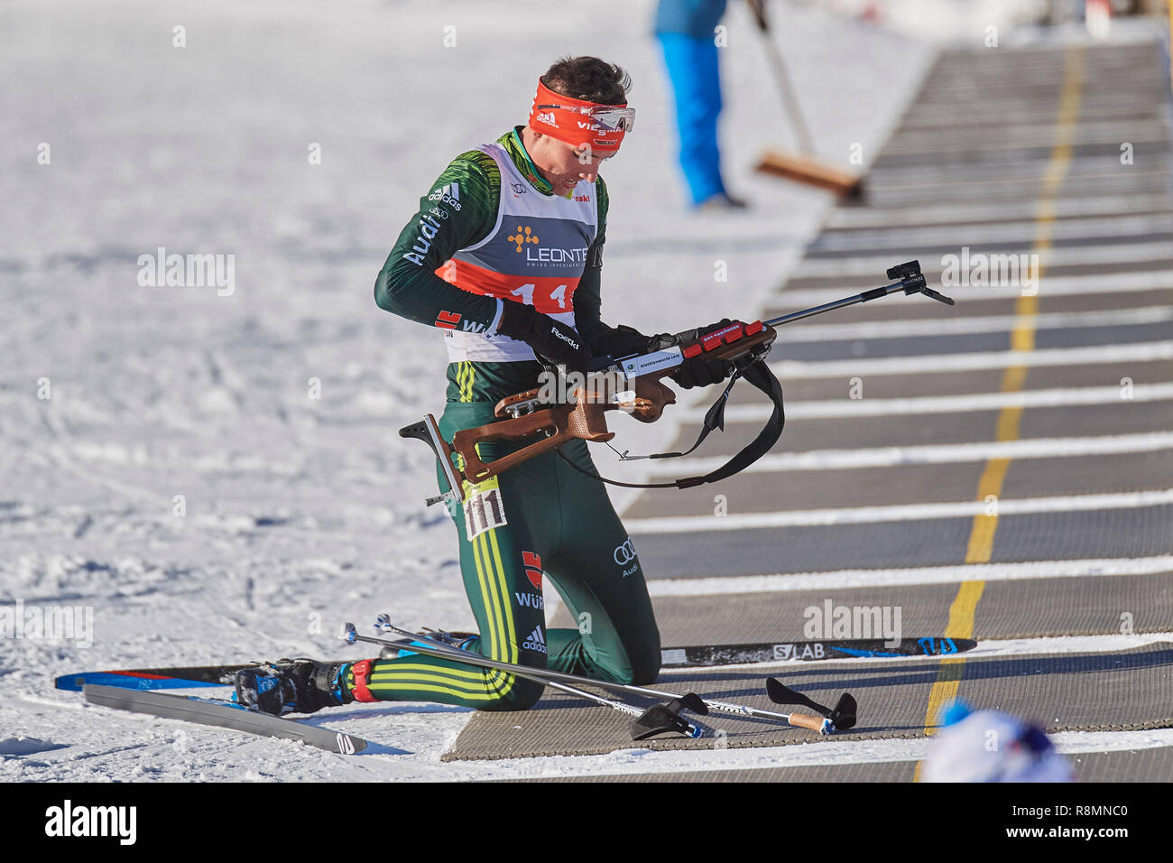 Lenzerheide, Schweiz, 16. Dezember 2018. Philipp Lipowitz während der 2018 IBU Junior Cup Männer 10 km Sprint Wettbewerb in Lenzerheide. Credit: Rolf Simeon/Alamy leben Nachrichten Stockfoto