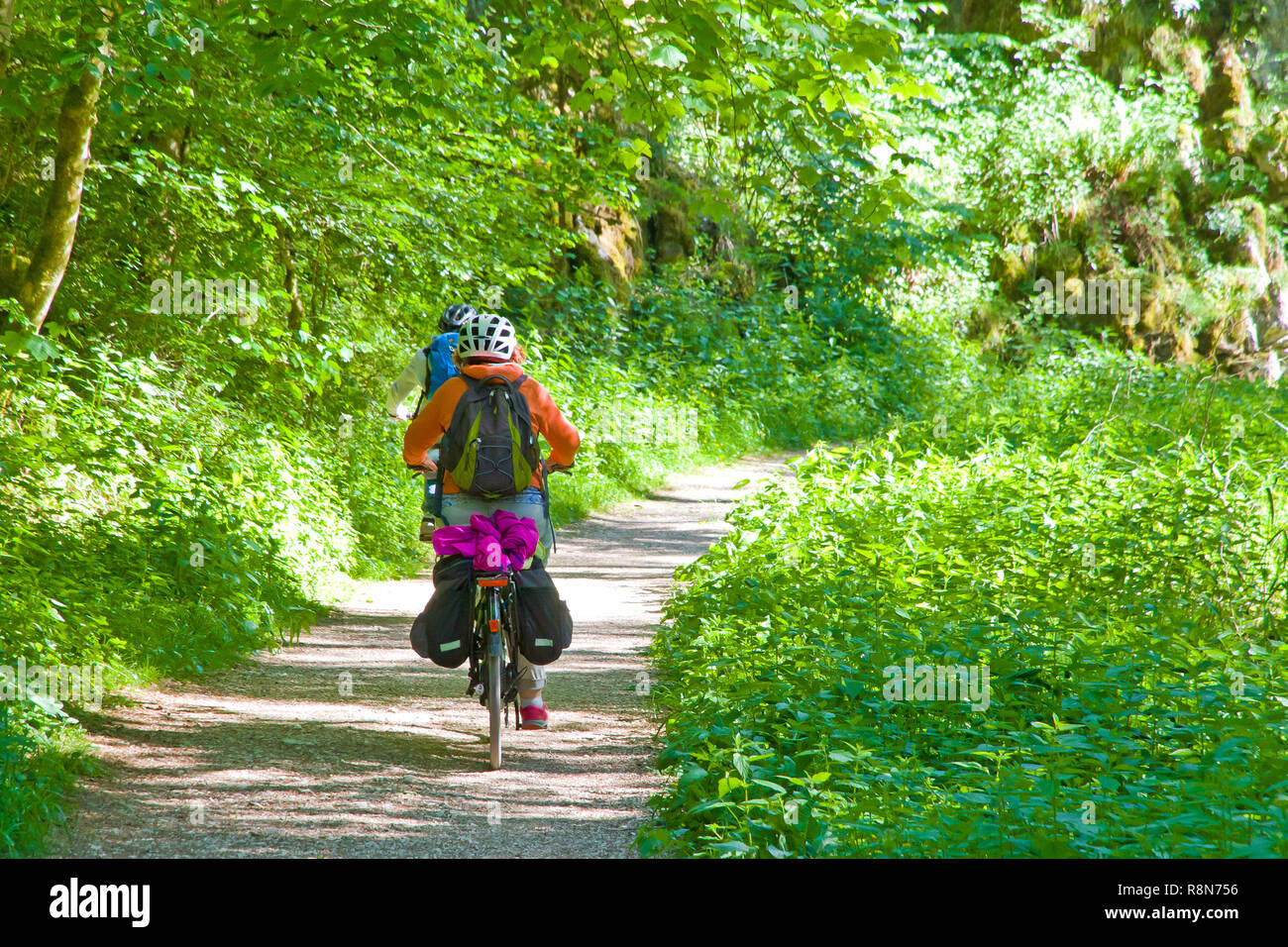 Radfahren in der Natur, Glastal, schwäbischen Alb, Deutschland Stockfoto