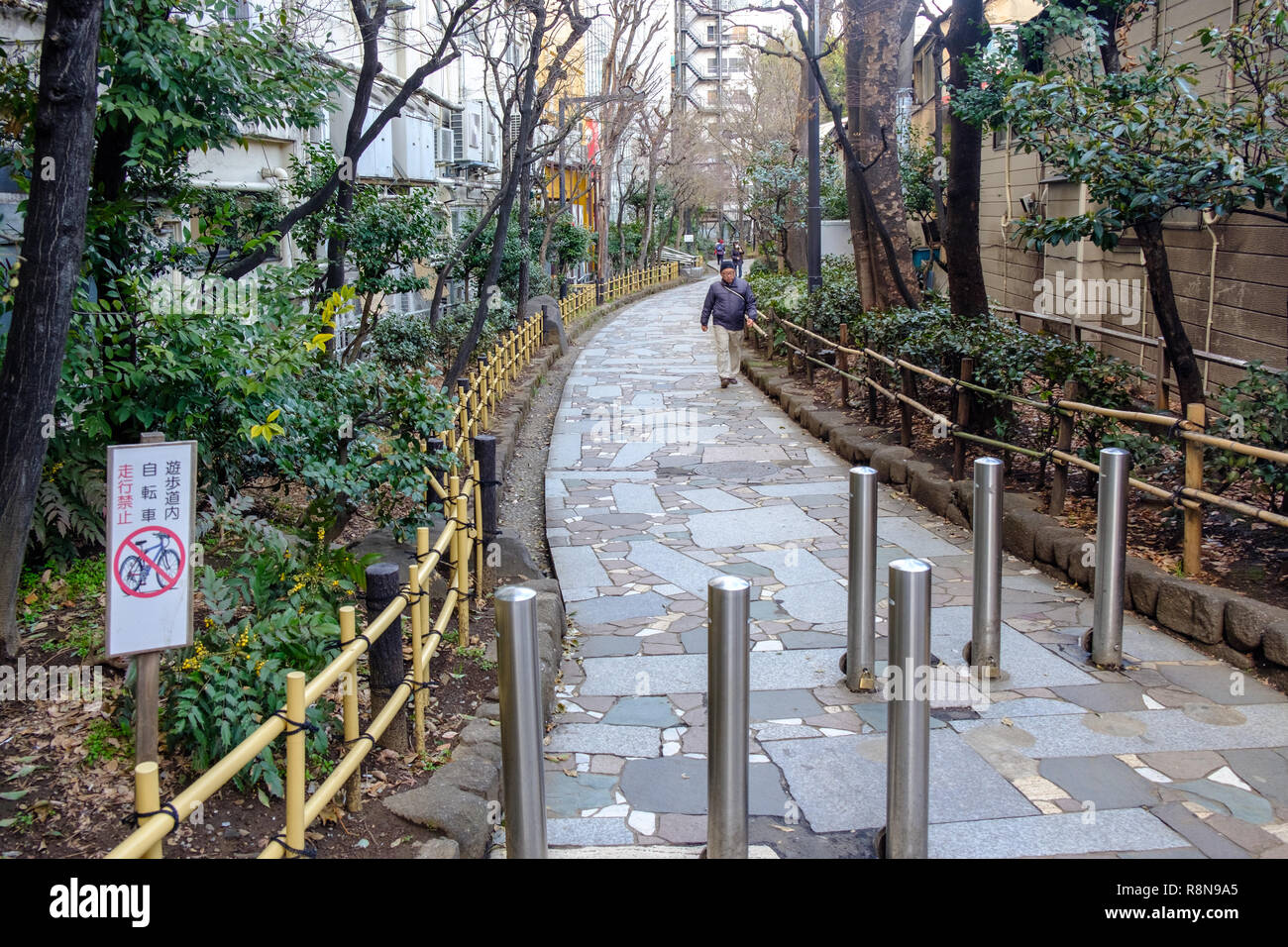 Gekrümmte Bahn in Shinjuku, Tokyo, Japan Stockfoto