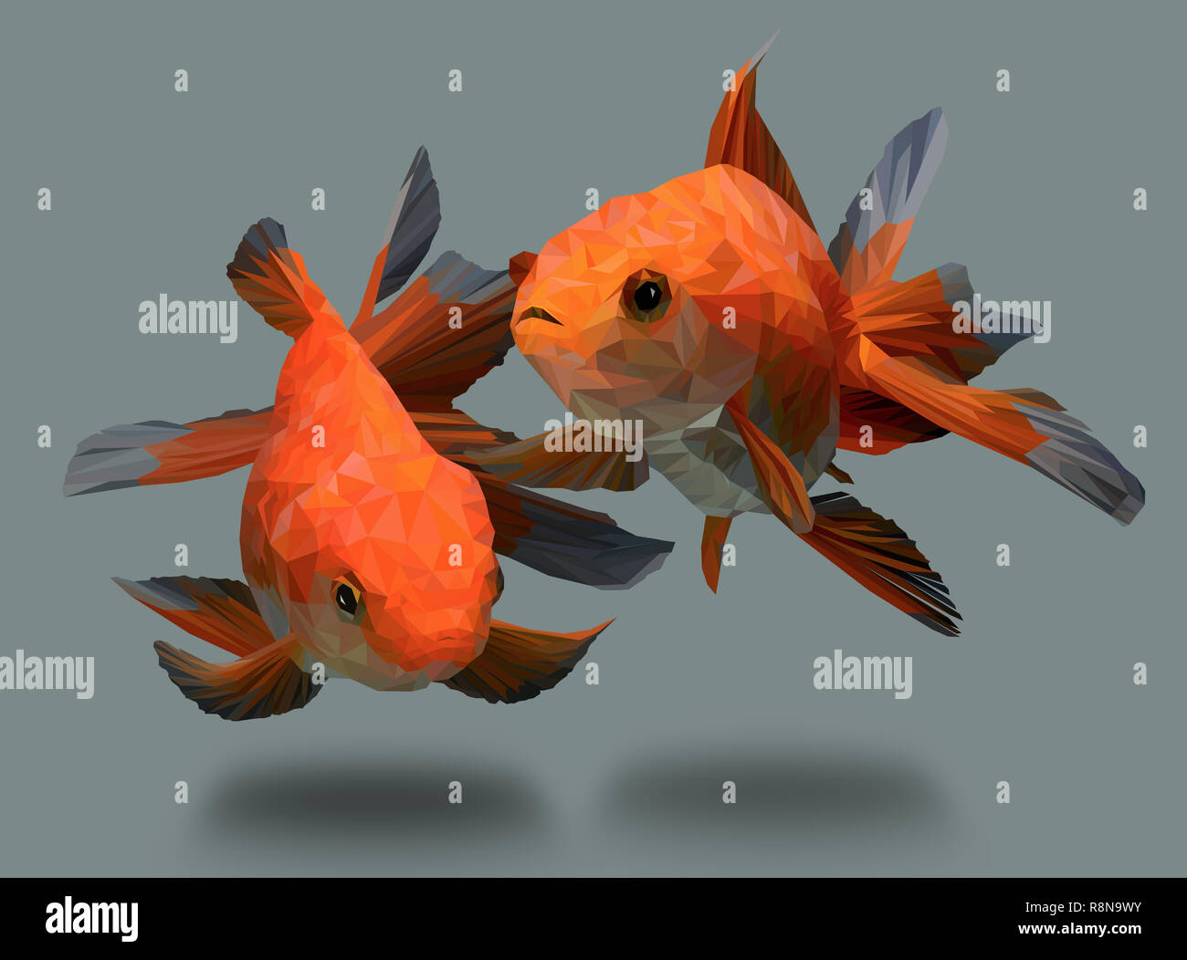 3D-Illustration polygonalen Zeichnung der Goldenen Fisch in schwarzen Hintergrund. Stockfoto