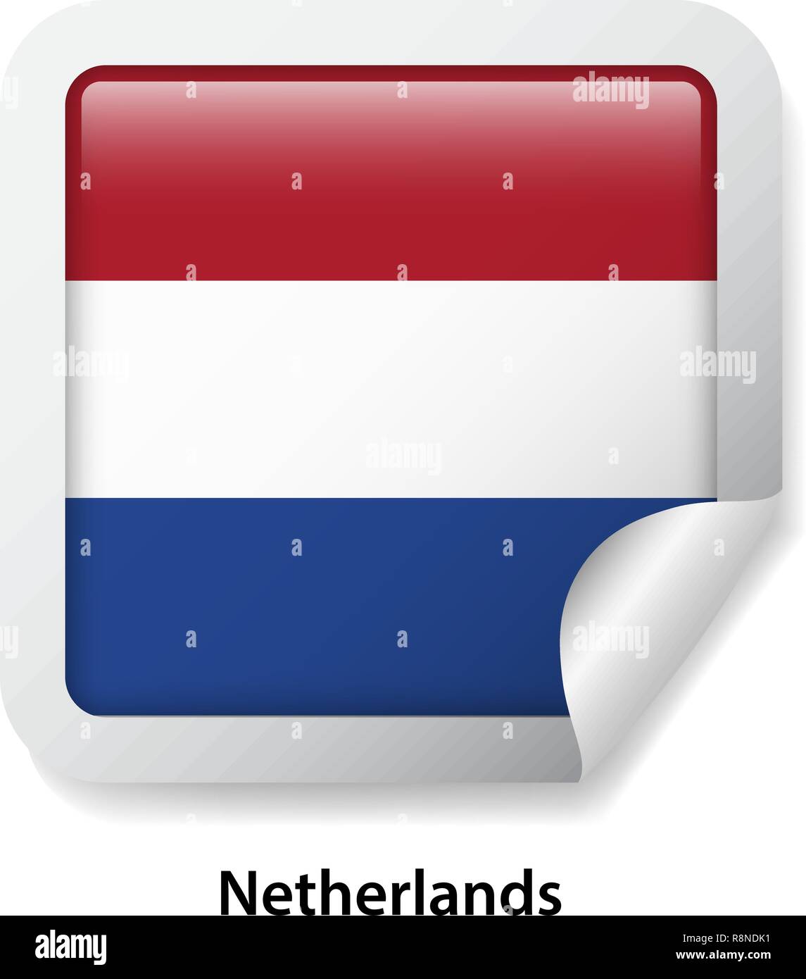 Flagge der Niederlande. Runde glänzend Aufkleber Stock Vektor