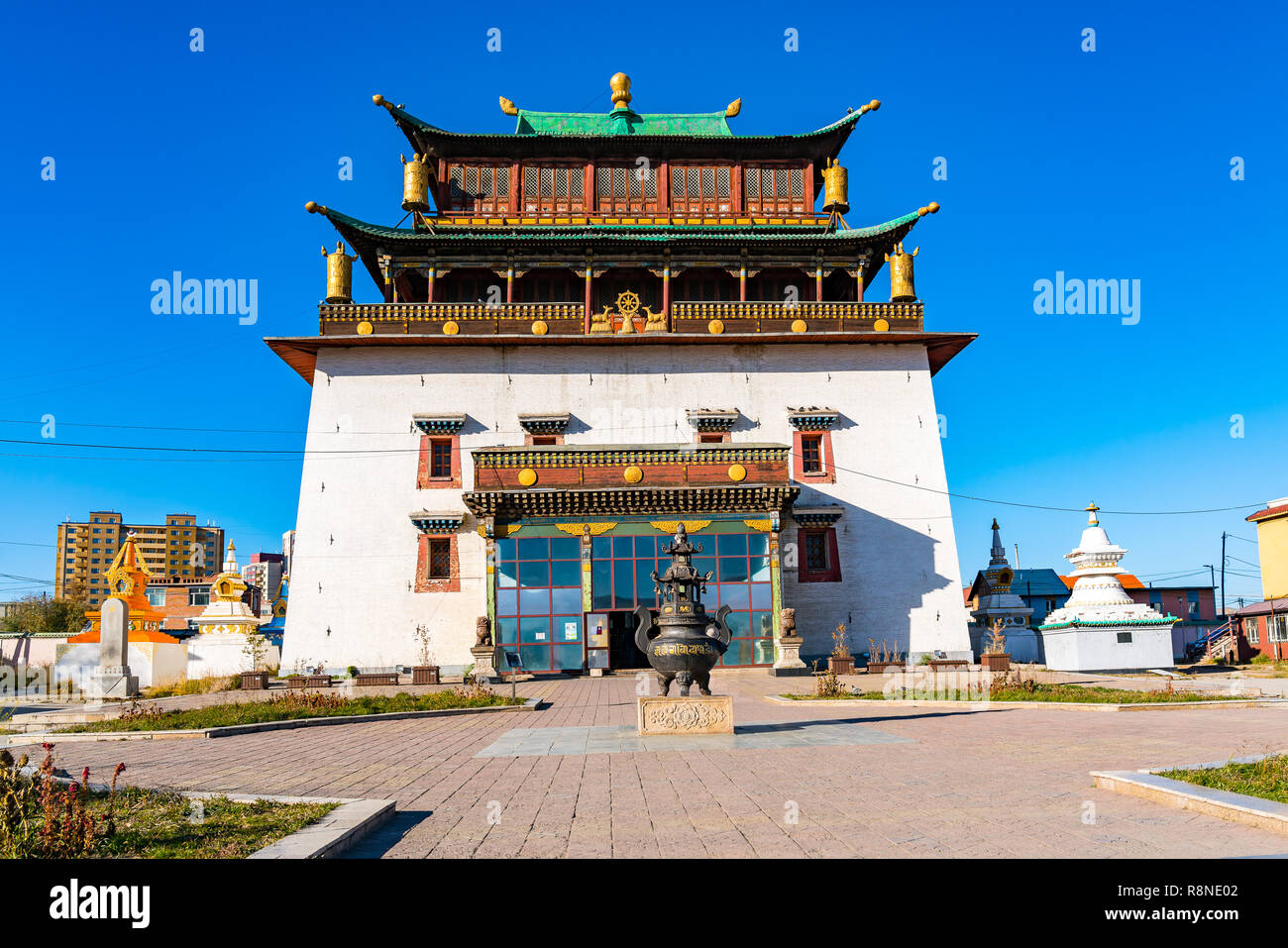 Gandantegchinlen Kloster die Mongolische buddhistische Kloster in Ulan Bator, Mongolei Stockfoto