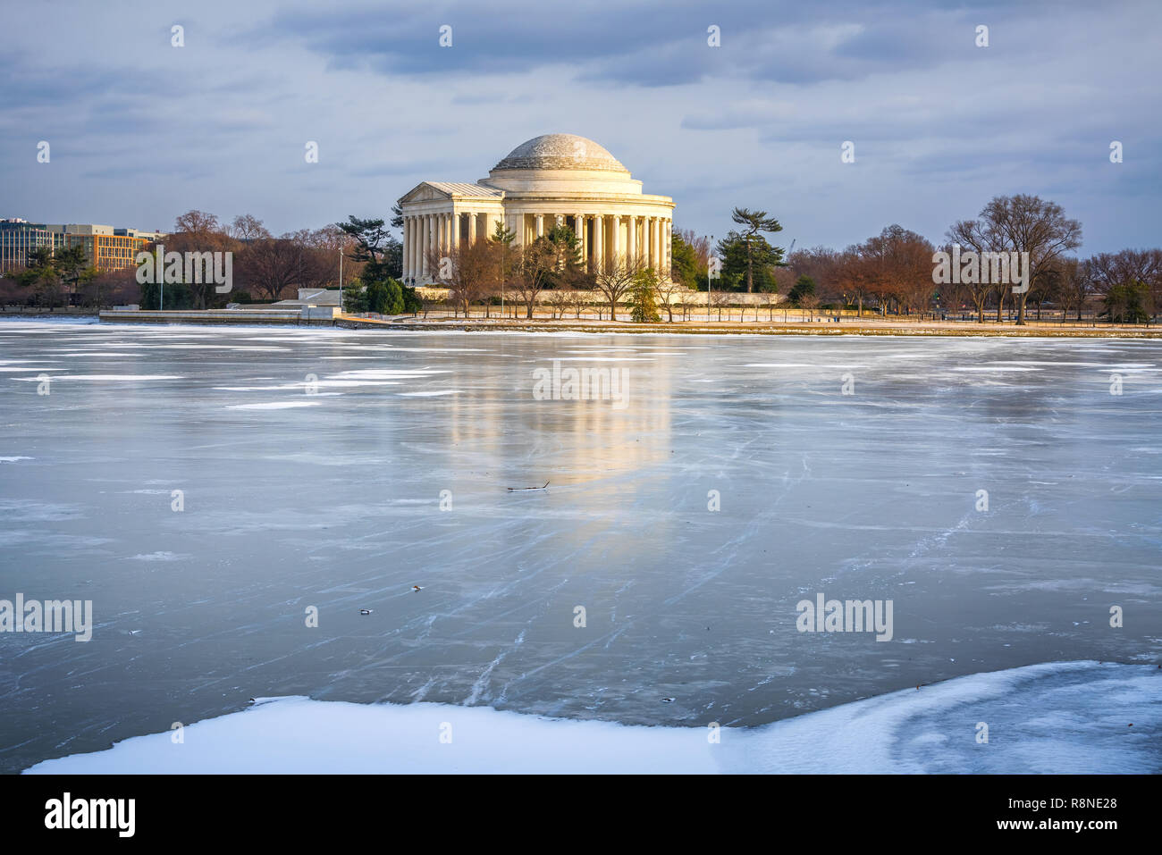Jefferson Memorial im Winter Stockfoto