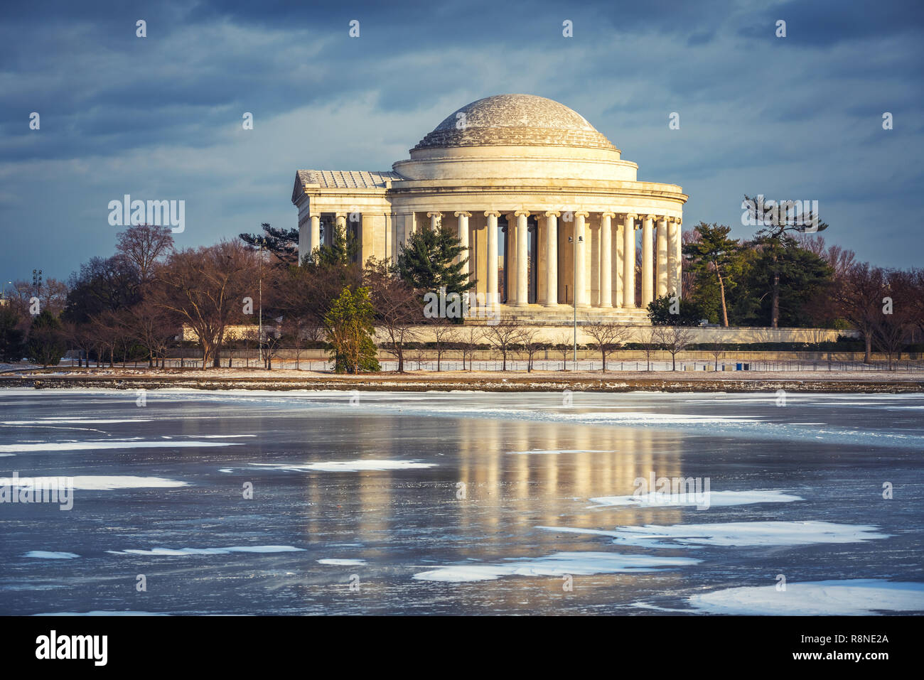 Jefferson Memorial im Winter Stockfoto